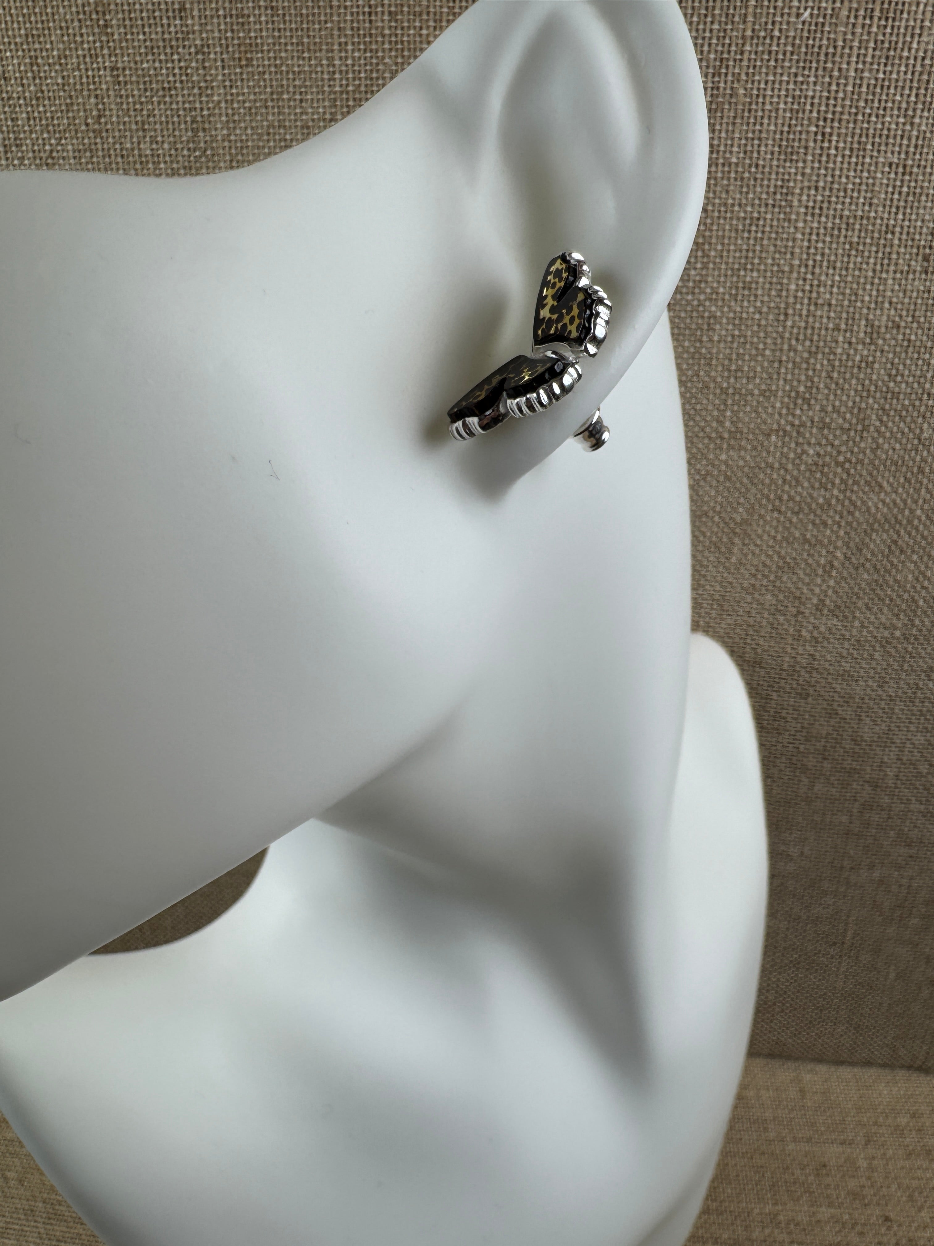 Handcrafted Baltic Amber Butterfly Earrings in Sterling Silver | Secure Post Style | Hand Carved in Poland
