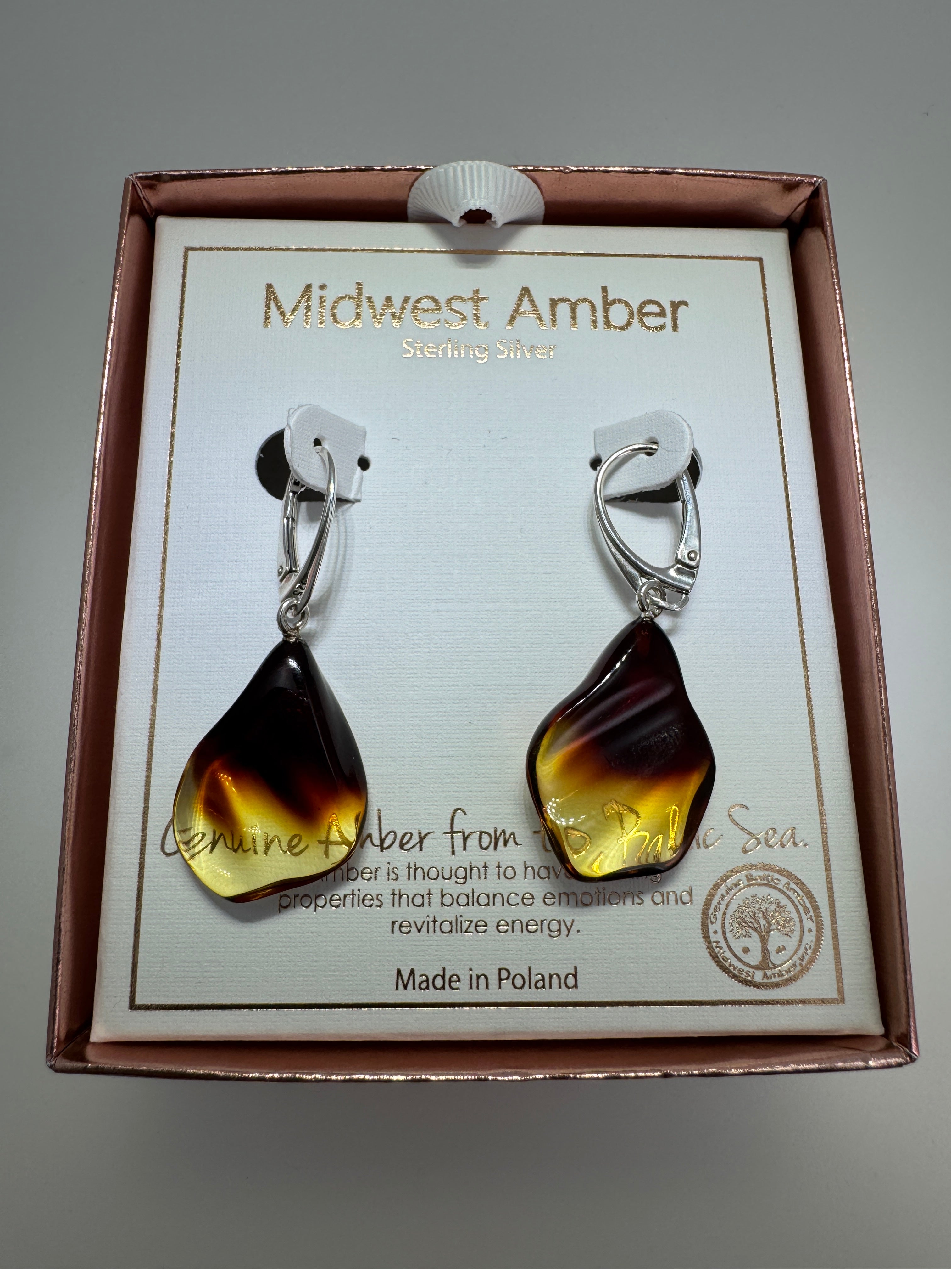 Ombre Rainbow Baltic Amber Earrings – Handmade Sterling Silver Lever Back Dangles