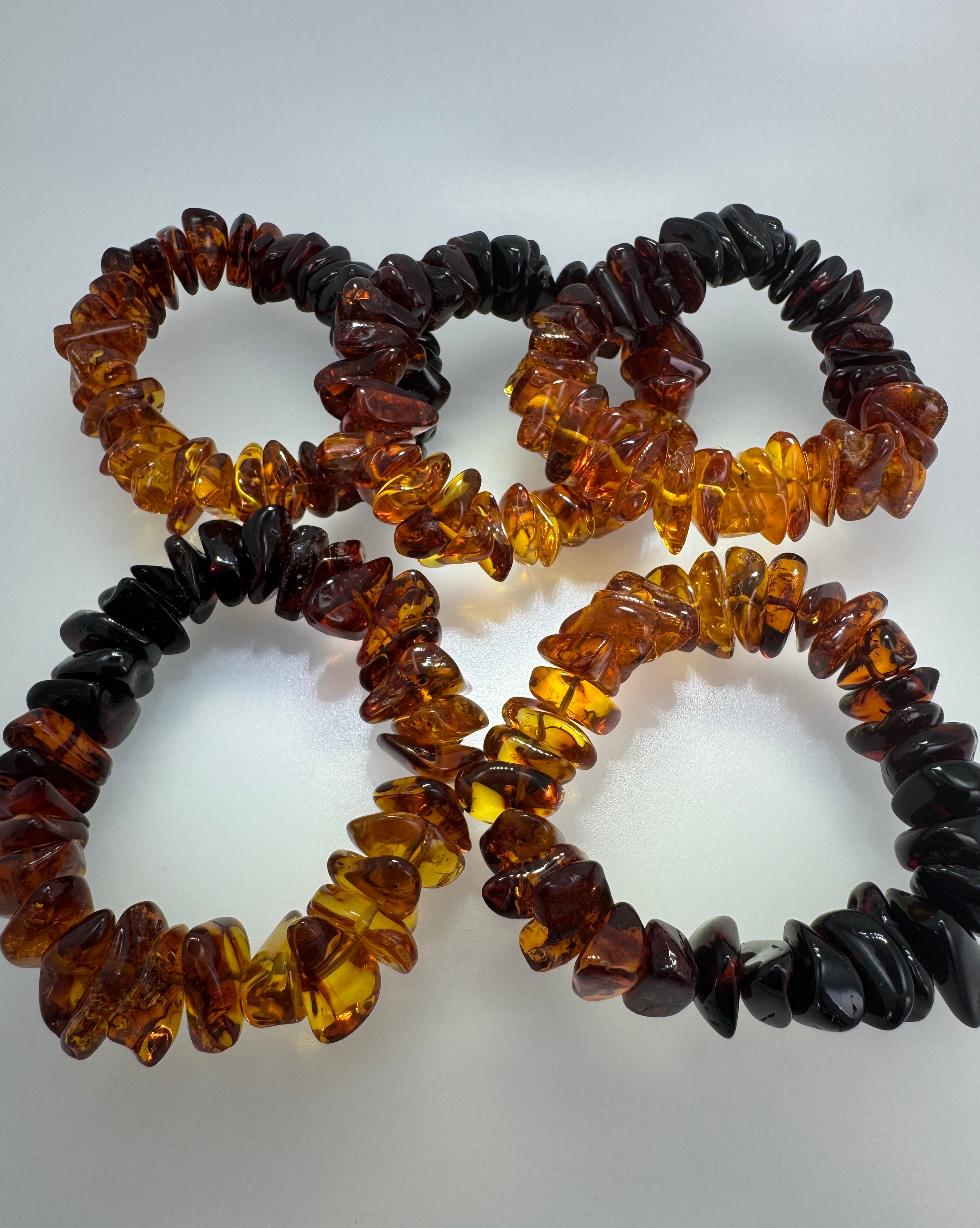 Baltic Amber Chunk Stretch Bracelet – Ombré Cherry to Lemon Cognac
