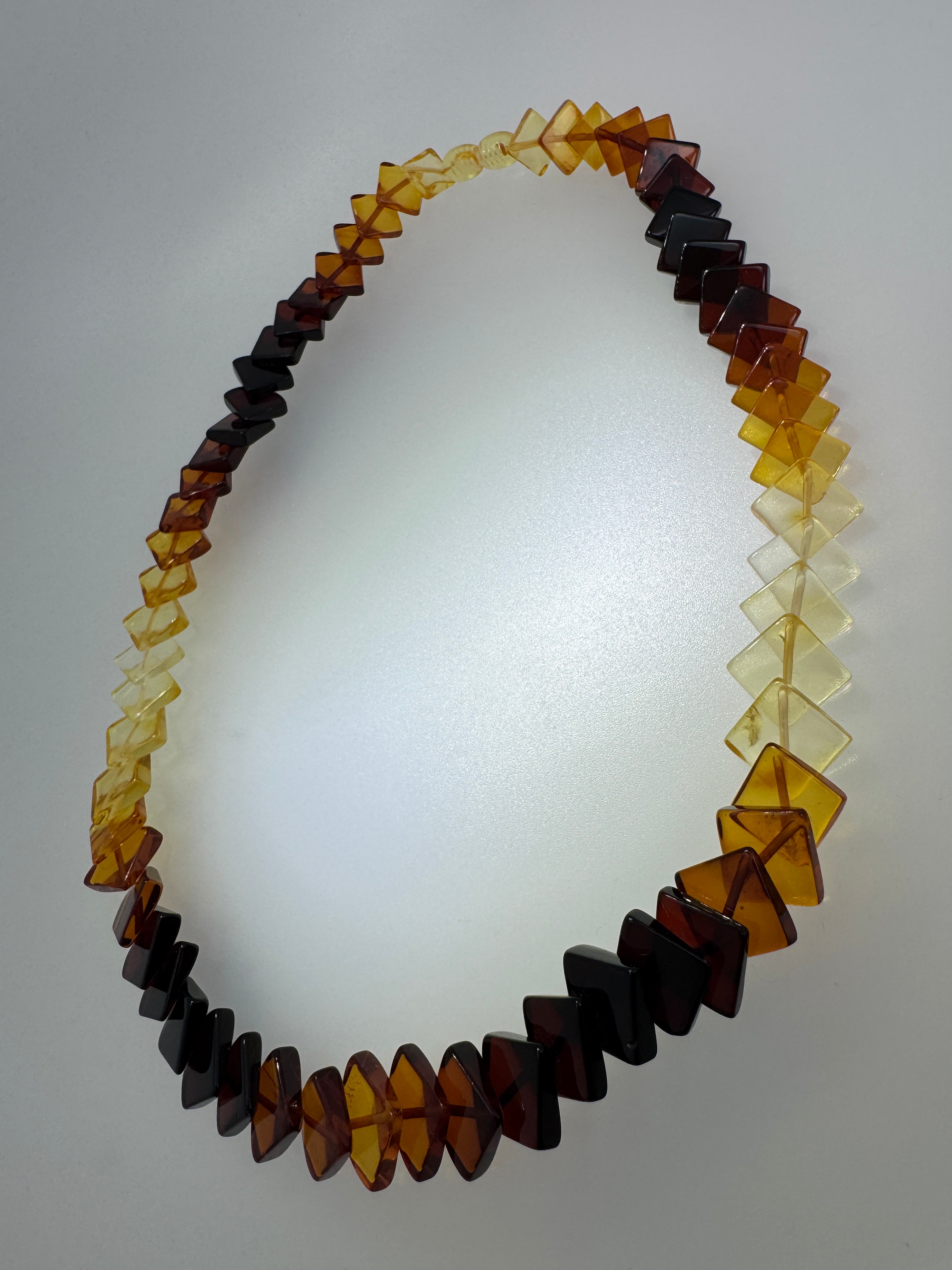 Genuine Baltic Amber Ombré Square Necklace – Handmade in Lithuania - Lemon, Cognac & Cherry Amber in a Perfect Gradient of Color