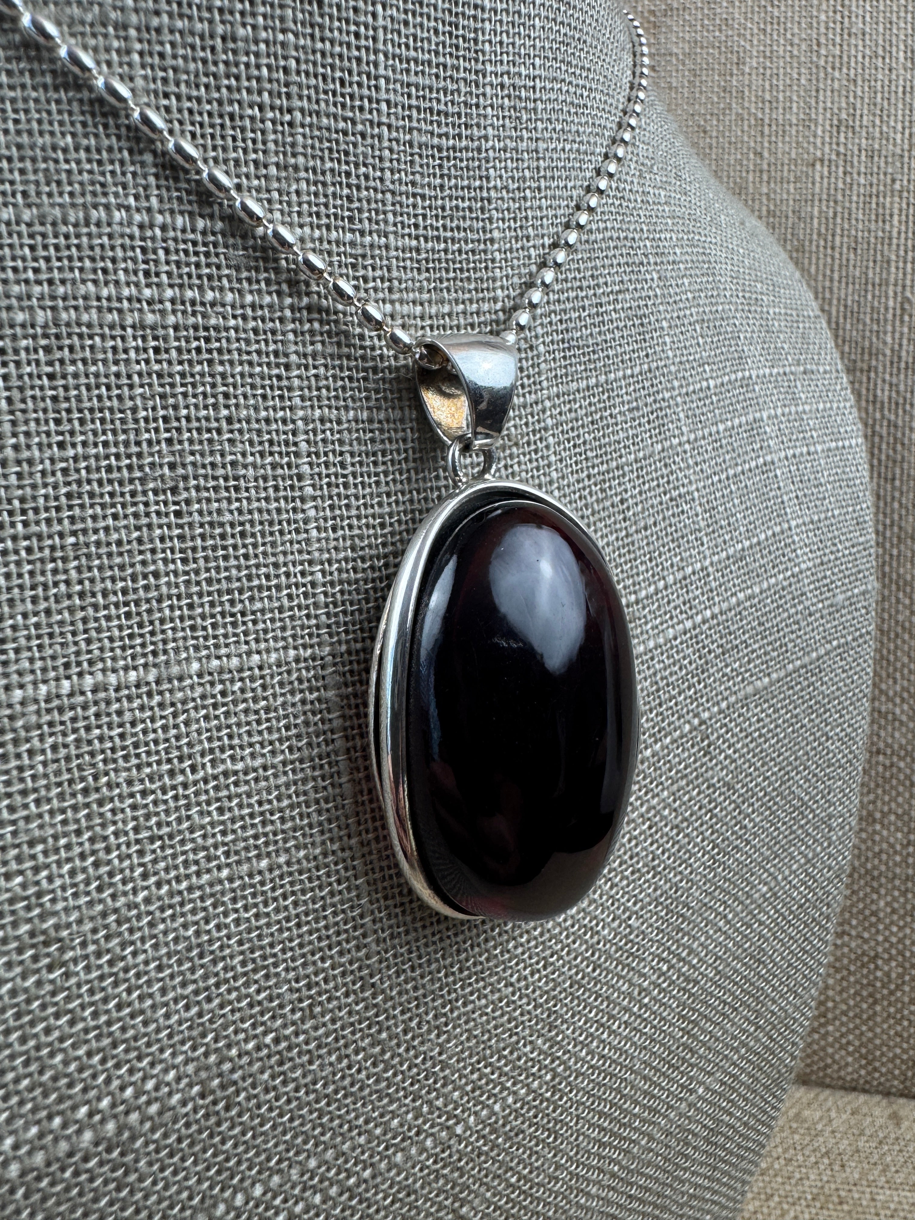 One-of-a-Kind Cherry Baltic Amber Pendant | Sterling Silver Bead Chain | Handmade Statement Necklace