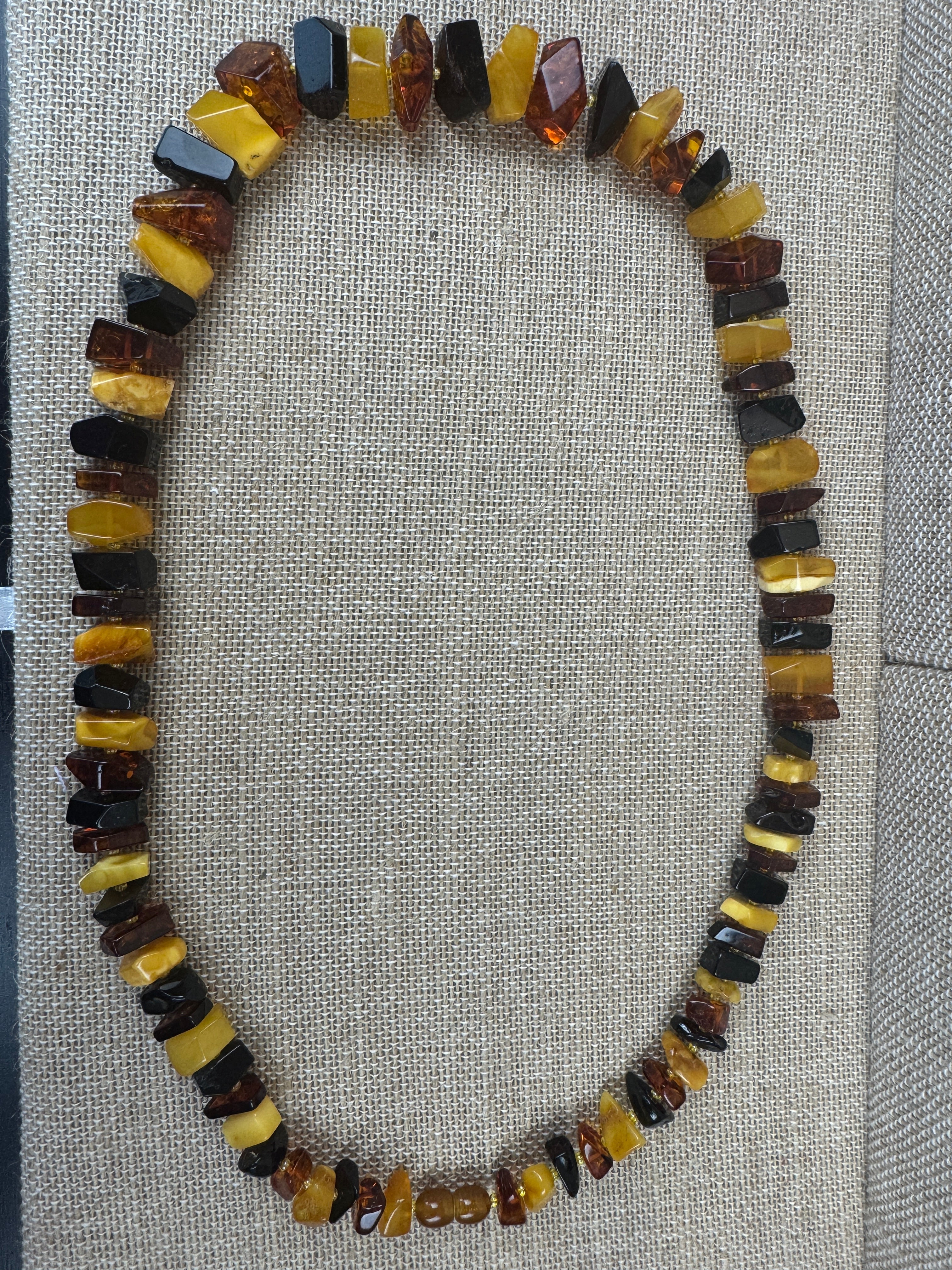 Handmade Baltic Amber Ombre Bead Necklace – Multicolor Graduated Design – 24 Inch Length