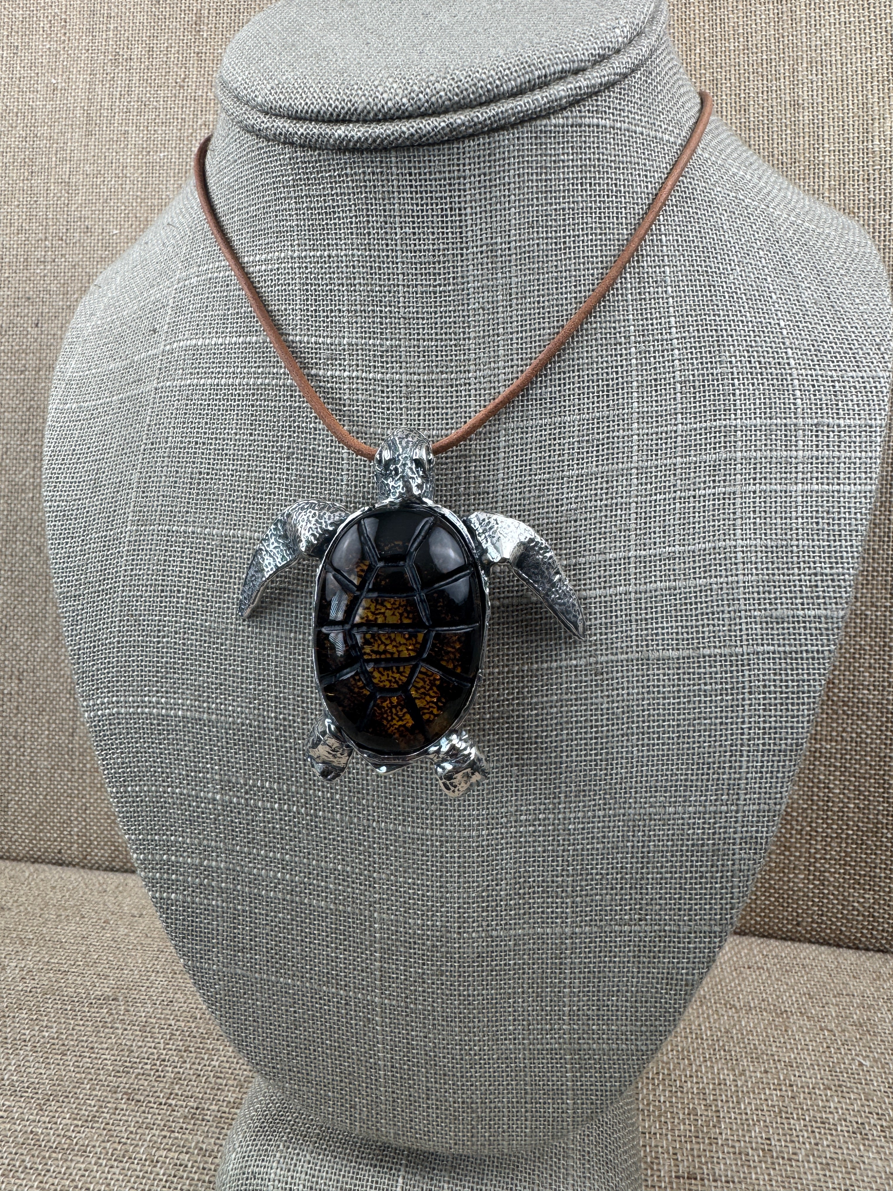 Handmade Sterling Silver Baltic Amber Sea Turtle Pendant Necklace – One-of-a-Kind Artisan Jewelry