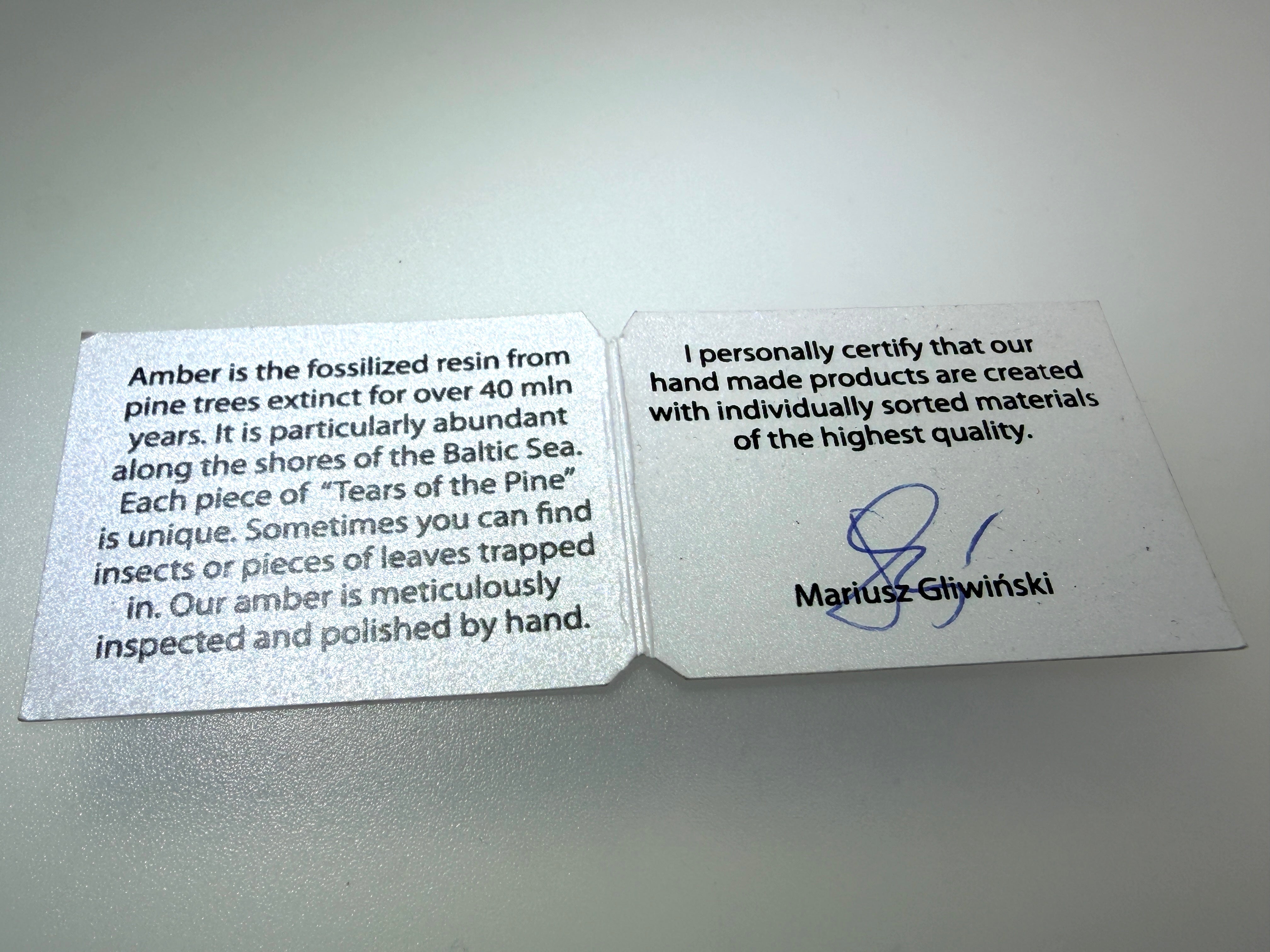 Ambermoda Designer Sterling Silver & Genuine Baltic Oval Butterscotch Amber Adjustable Ring