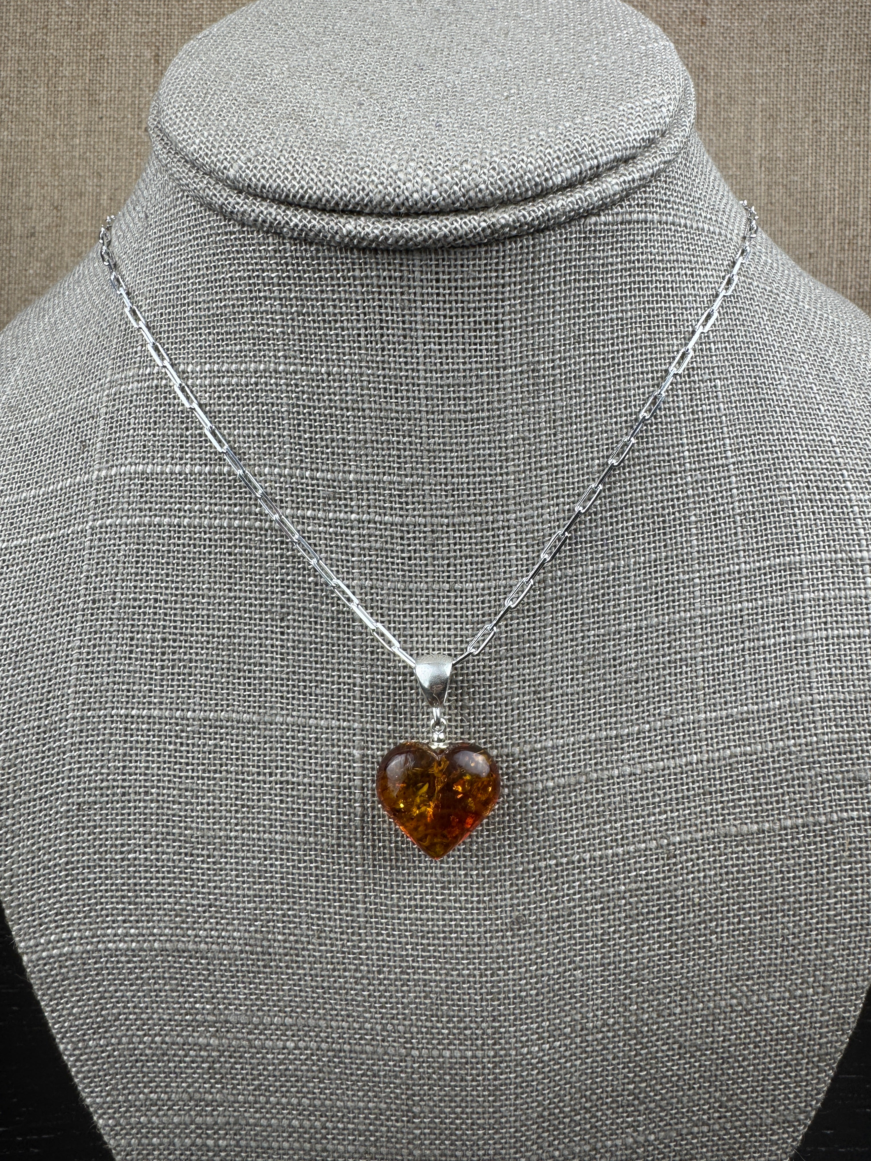 Sterling Silver & Baltic Amber Honey Heart Pendant – A Tiny Treasure Full of Love - Shipped on Chaince of Silver Chain