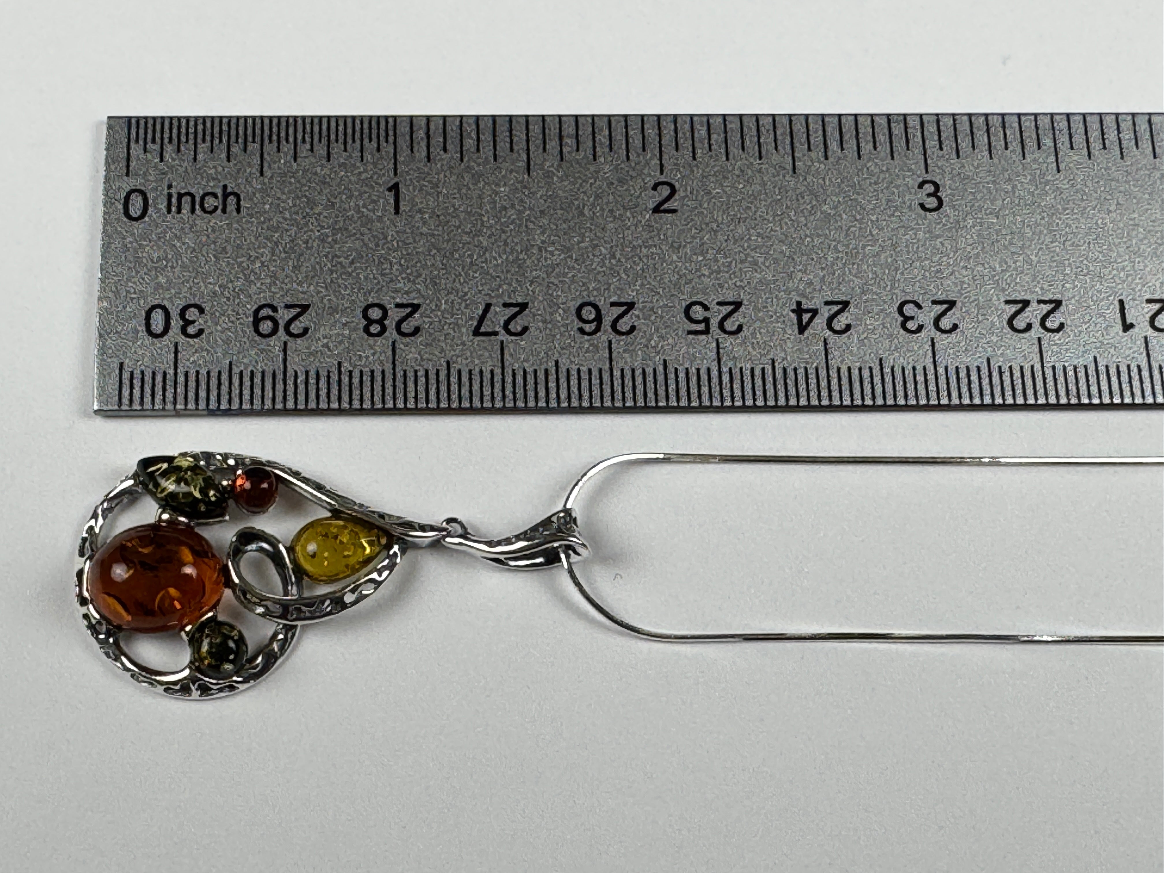 Artisan Multicolor Baltic Amber Pendant in Oxidized Sterling Silver
