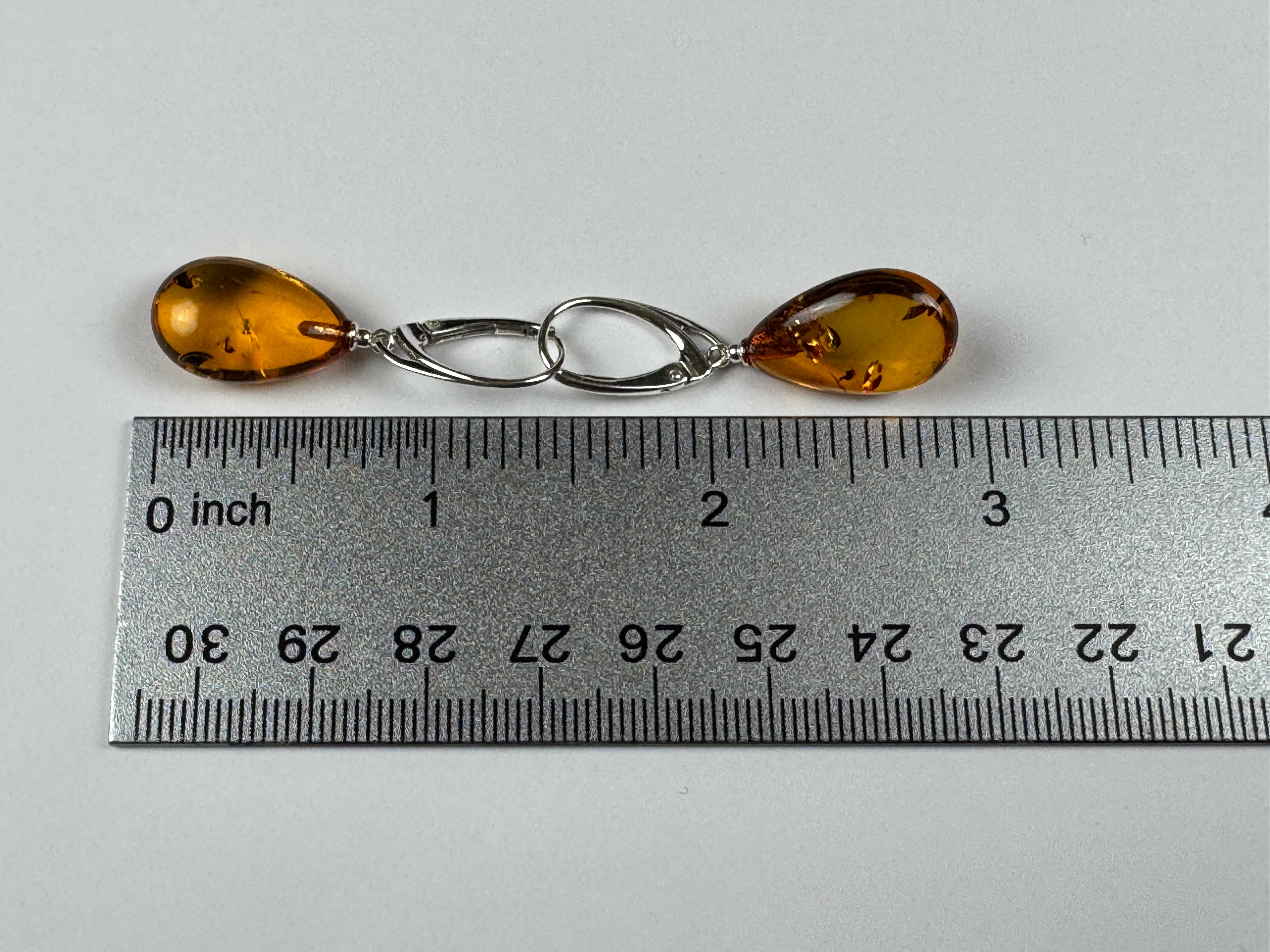 Handmade Baltic Amber Dangle Earrings | Natural Honey Cognac Teardrops with Sterling Silver Lever-Back Closures