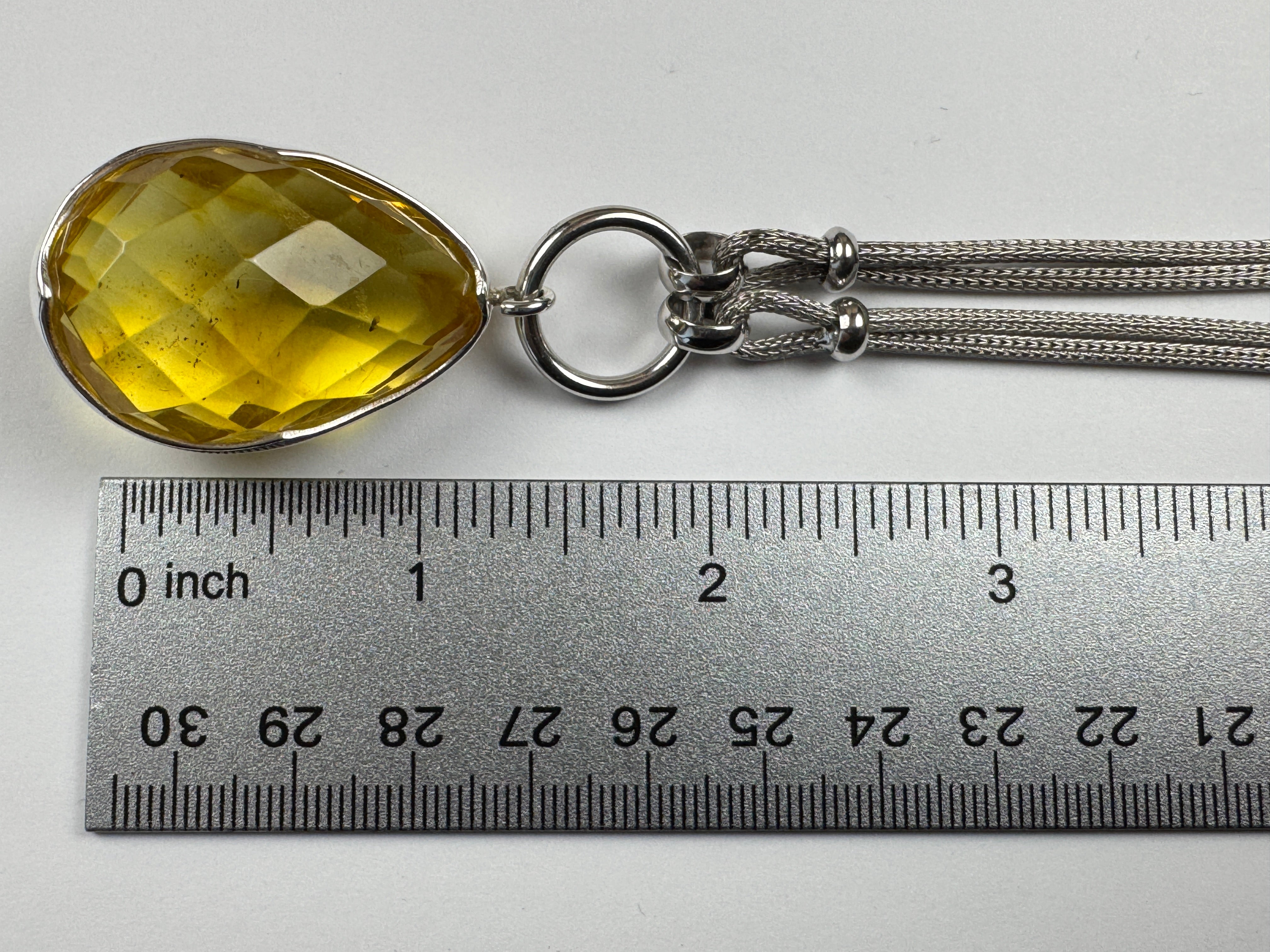 Modern Lemon Baltic Amber Necklace – Faceted Amber Stone on Multi-Wire Sterling Silver Setting