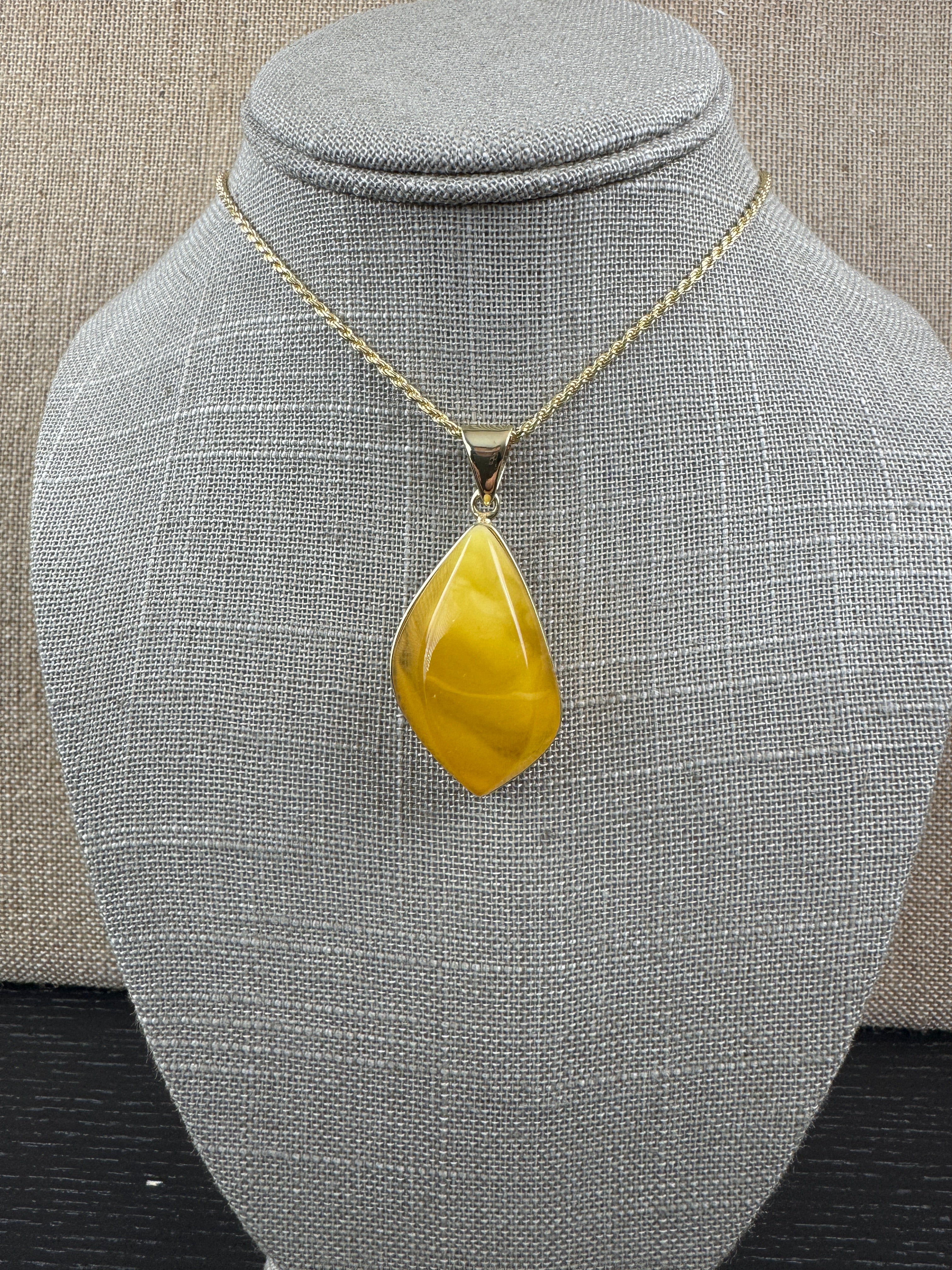 Golden Glow of the Earth | One-of-a-Kind Butterscotch Amber Pendant set in Gold Platted Sterling Silver