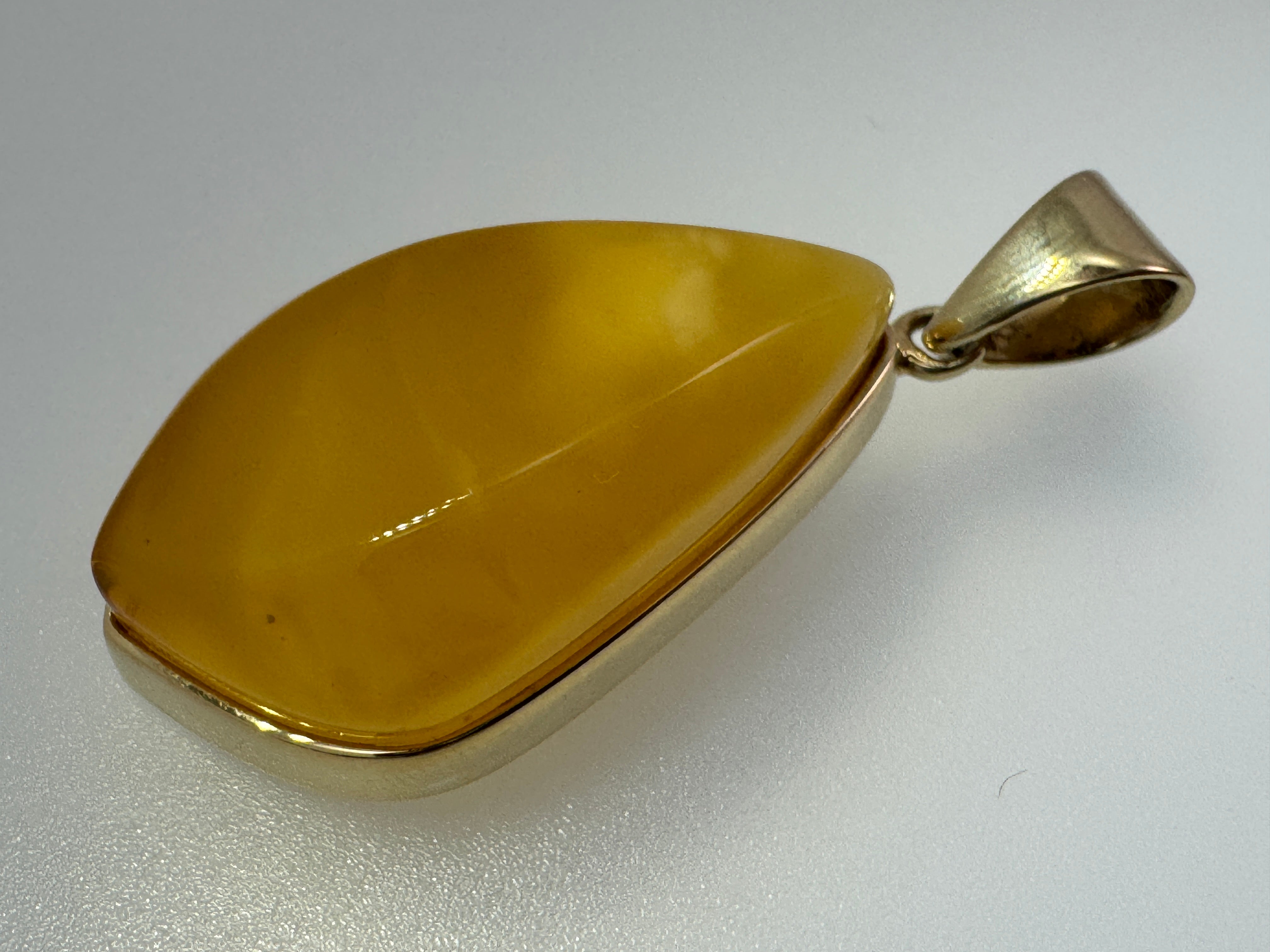 Golden Glow of the Earth | One-of-a-Kind Butterscotch Amber Pendant set in Gold Platted Sterling Silver