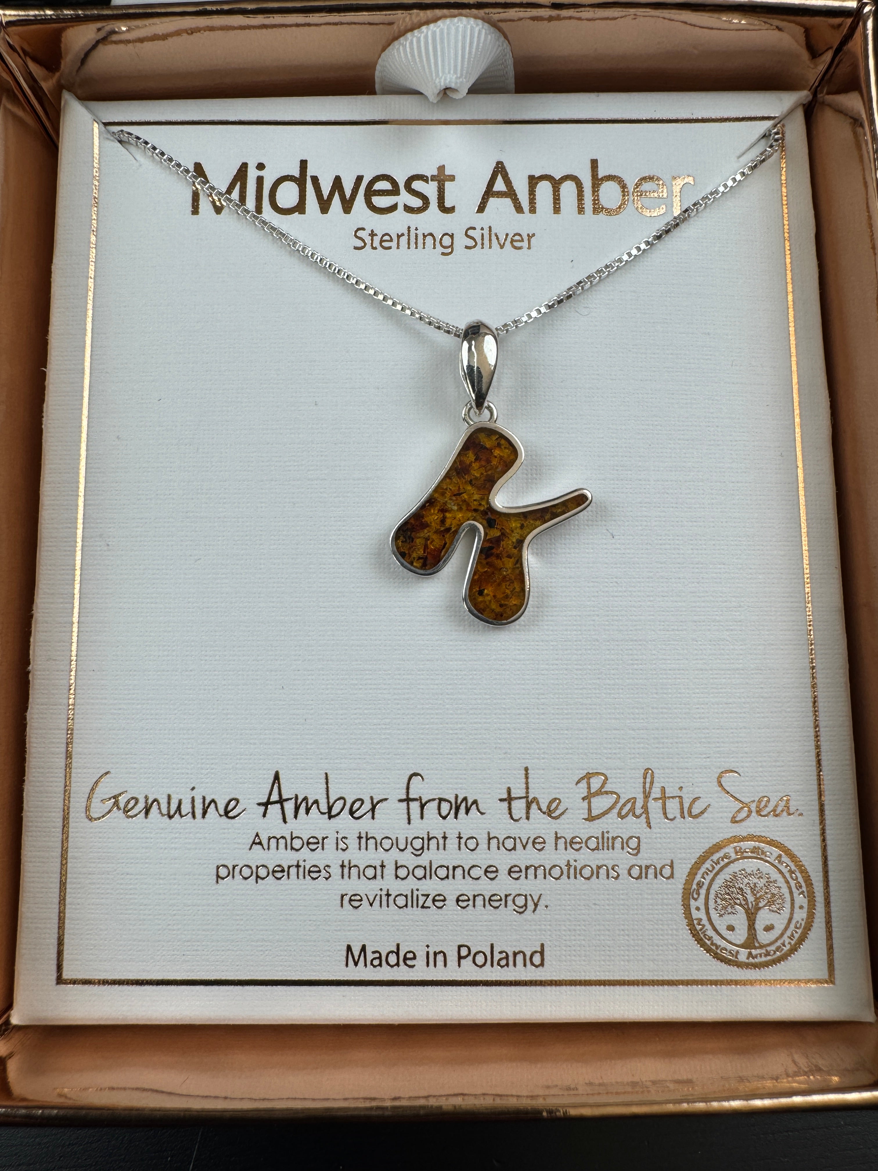 Sterling Silver & Baltic Amber Initial Pendants – Personalized Elegance