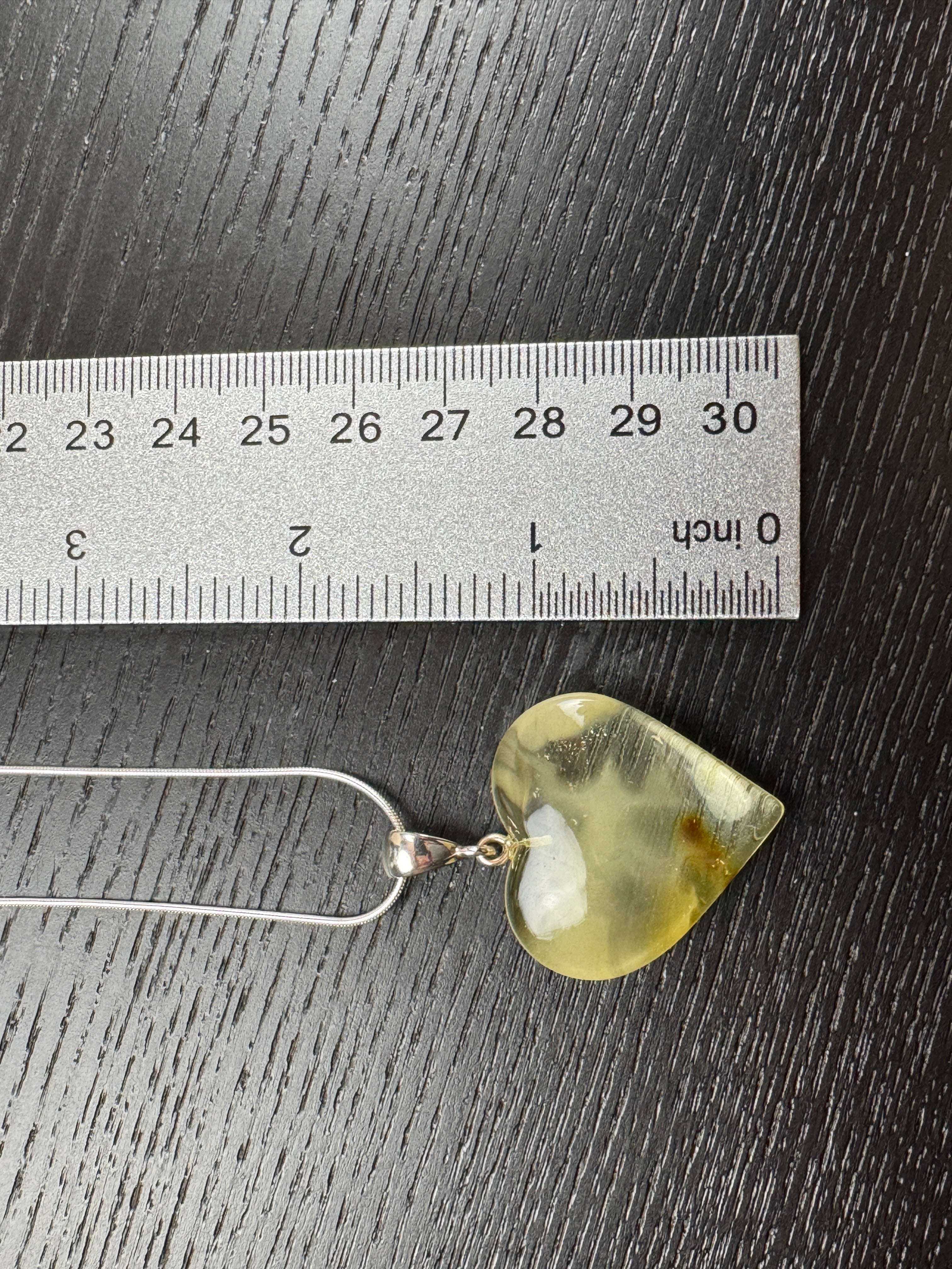 Handmade Lemon Baltic Amber Heart Pendant – Sterling Silver