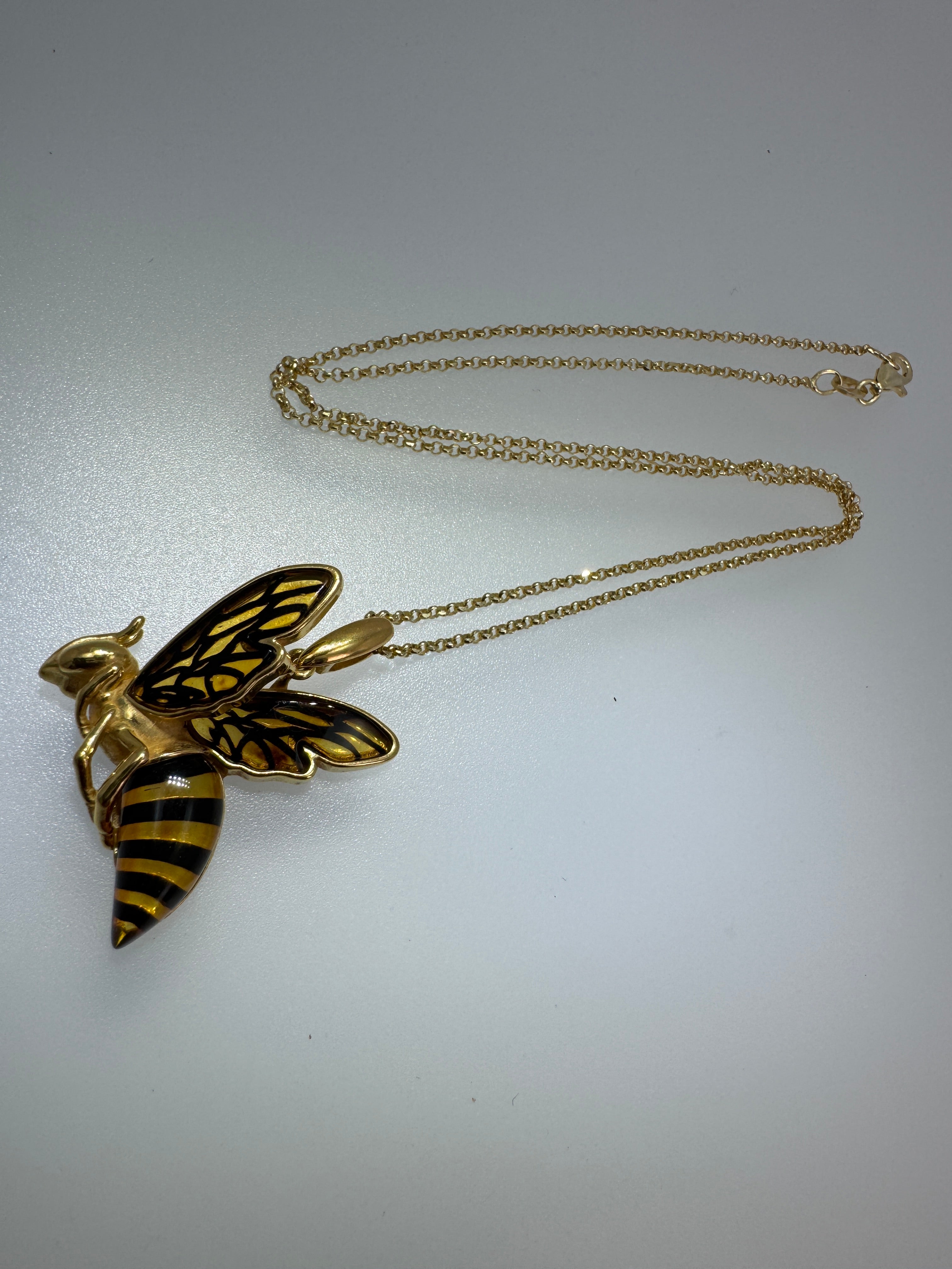 Buzzing with Beauty: Gold Platted Sterling Silver Baltic Amber Bumblebee Pendant on Gold Platted Silver Chain
