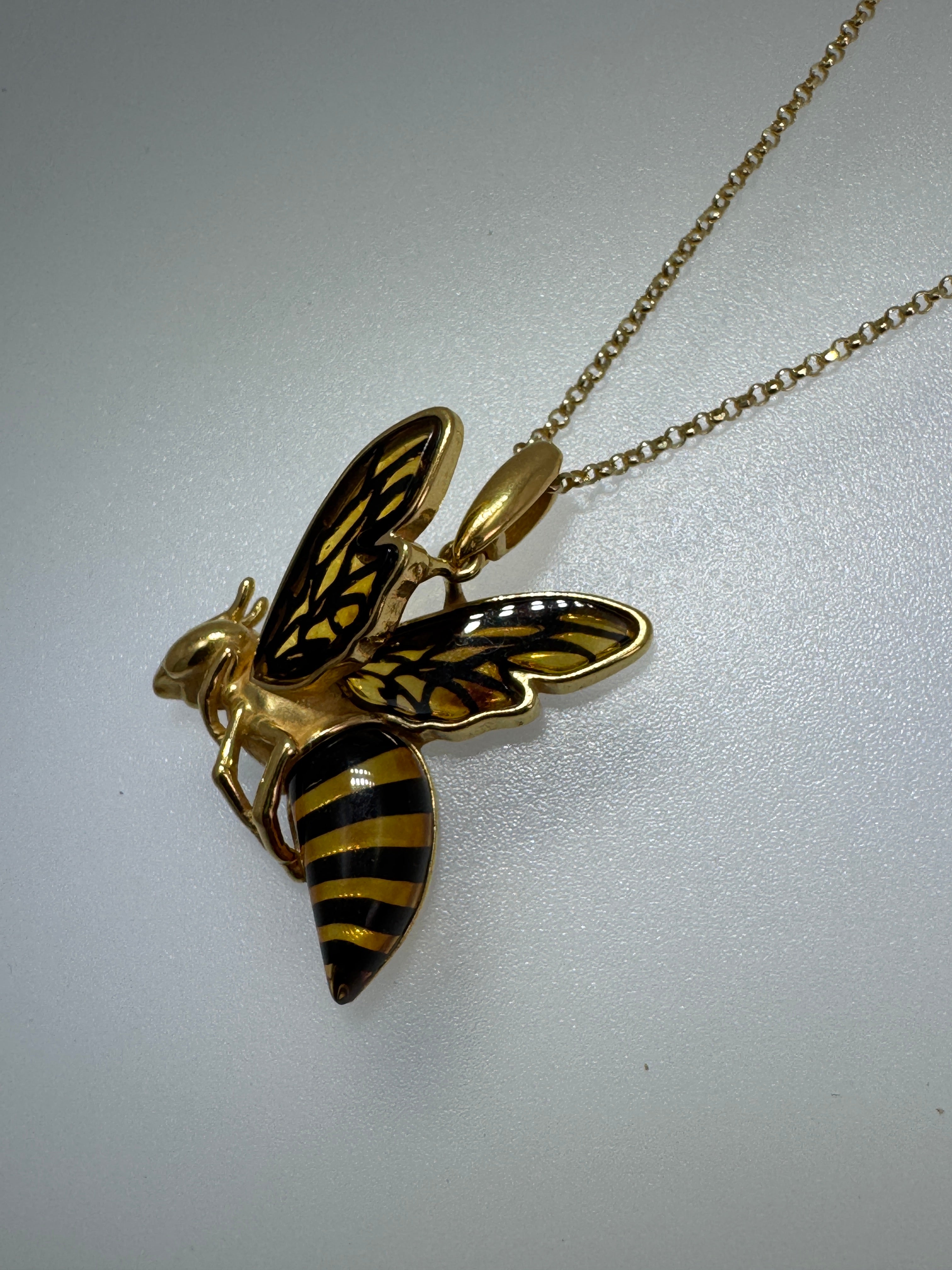 Buzzing with Beauty: Gold Platted Sterling Silver Baltic Amber Bumblebee Pendant on Gold Platted Silver Chain