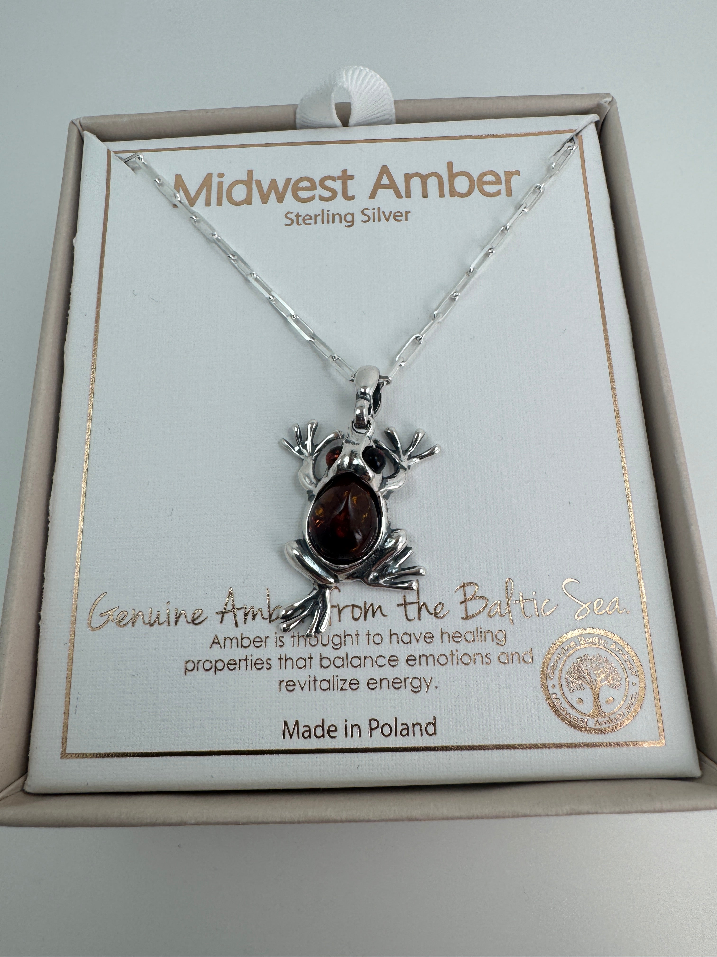 Sterling Silver Baltic Amber Frog Pendant – A Tribute to Nature
