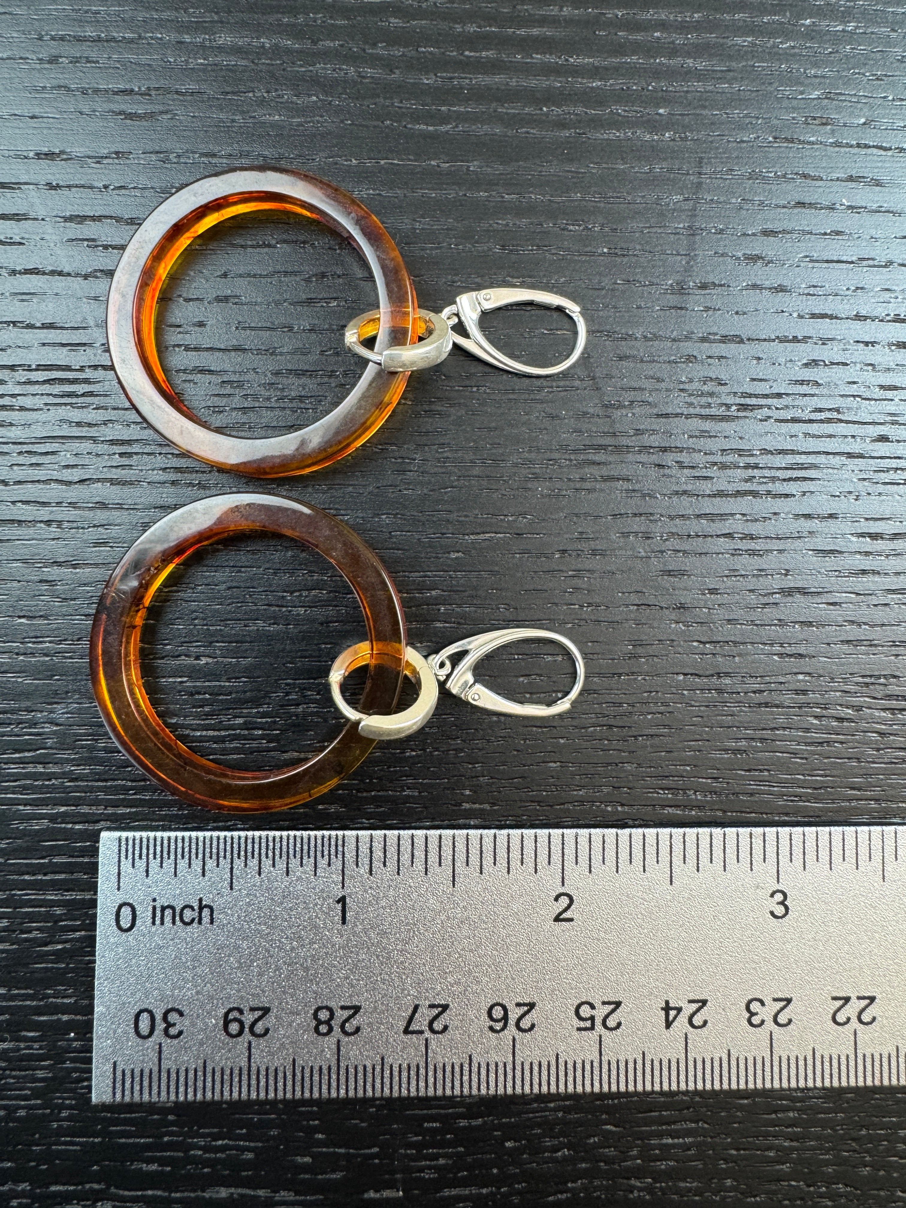 Lightweight Baltic Amber Hoop Drop LeverbackEarrings – Cognac Amber Dangles in Sterling Silver