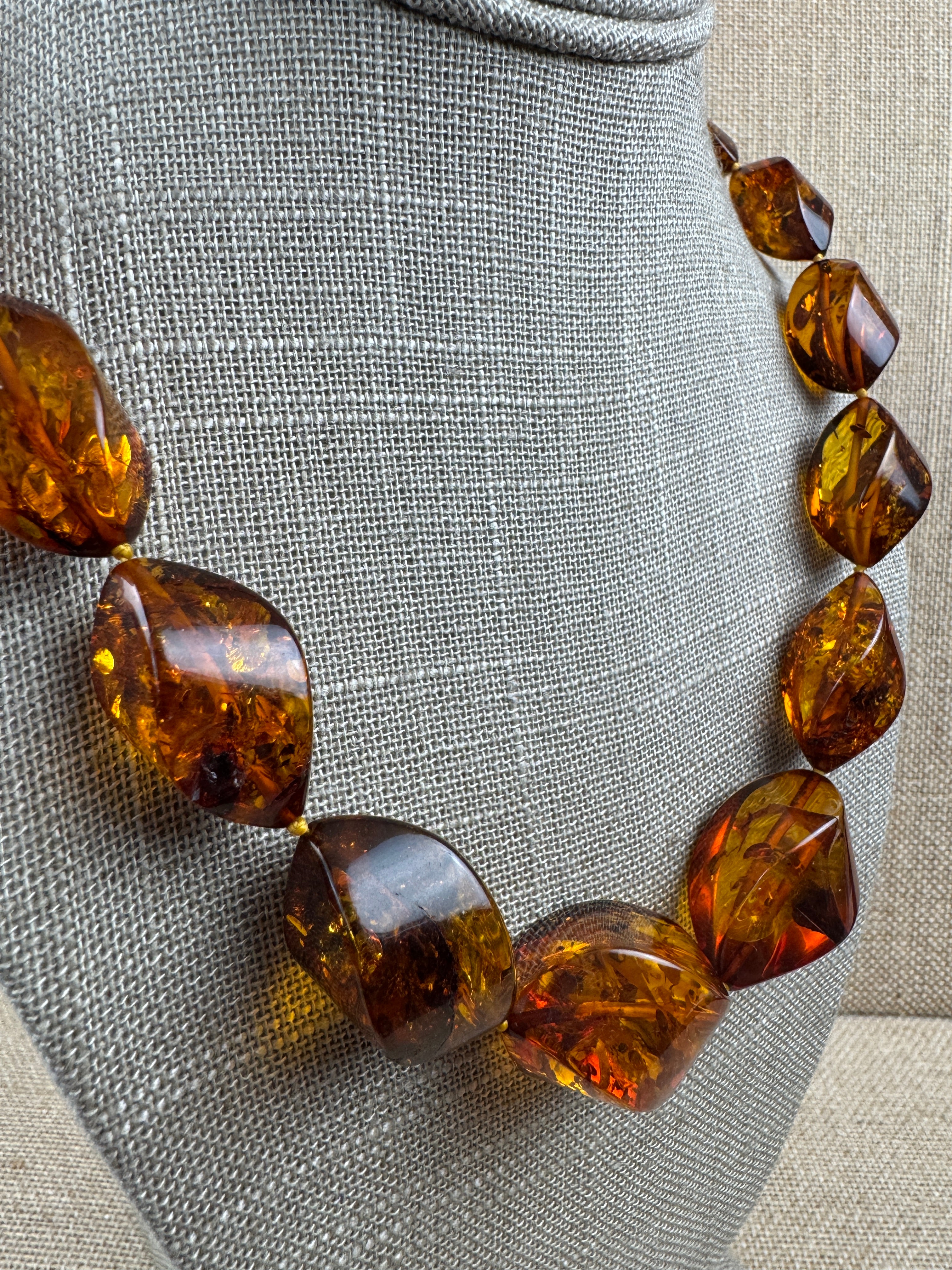 Faceted Melon-Cut Faceted Baltic Amber Bead Necklace – Handmade in Lithuania