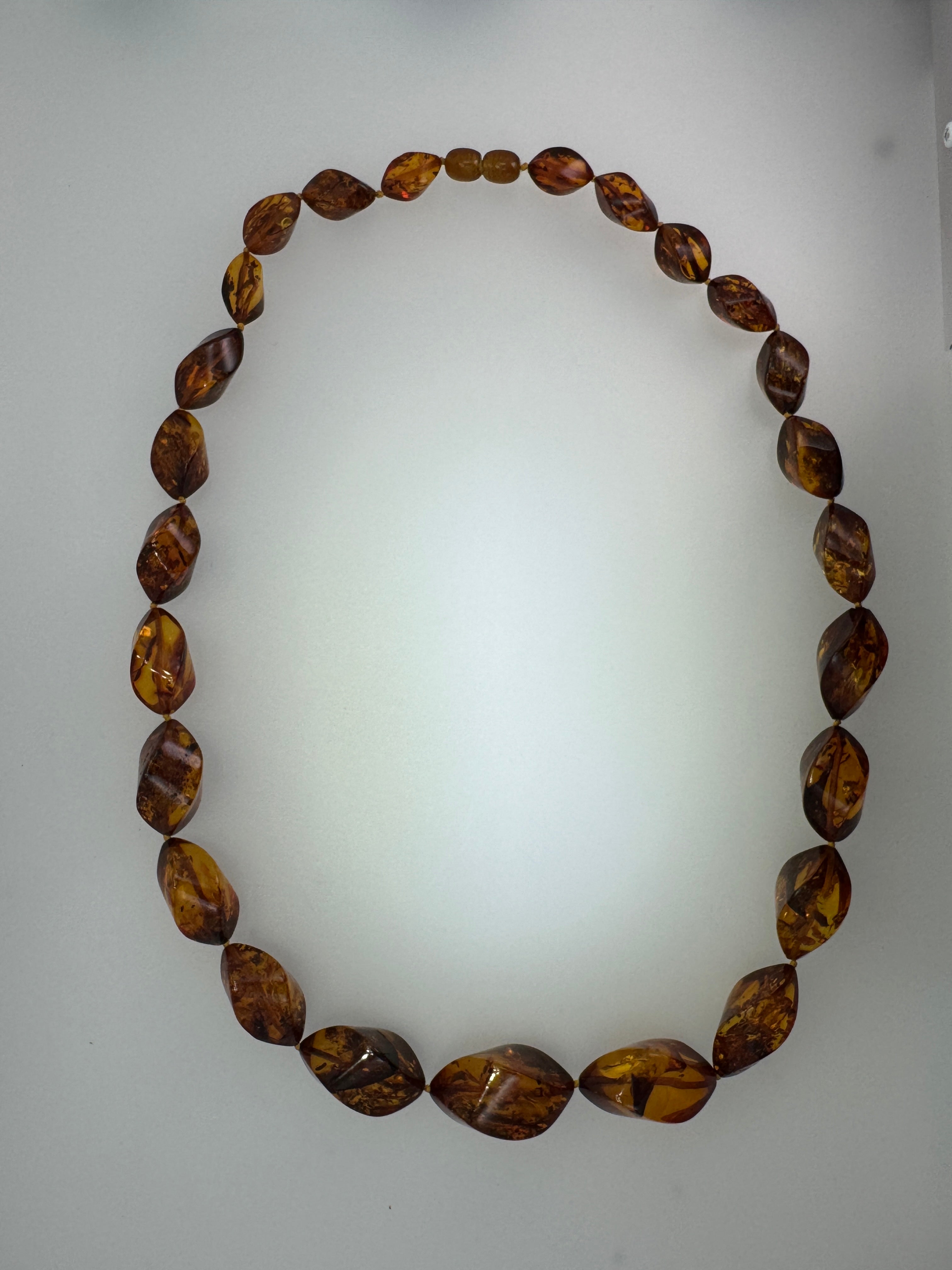 Faceted Melon-Cut Faceted Baltic Amber Bead Necklace – Handmade in Lithuania