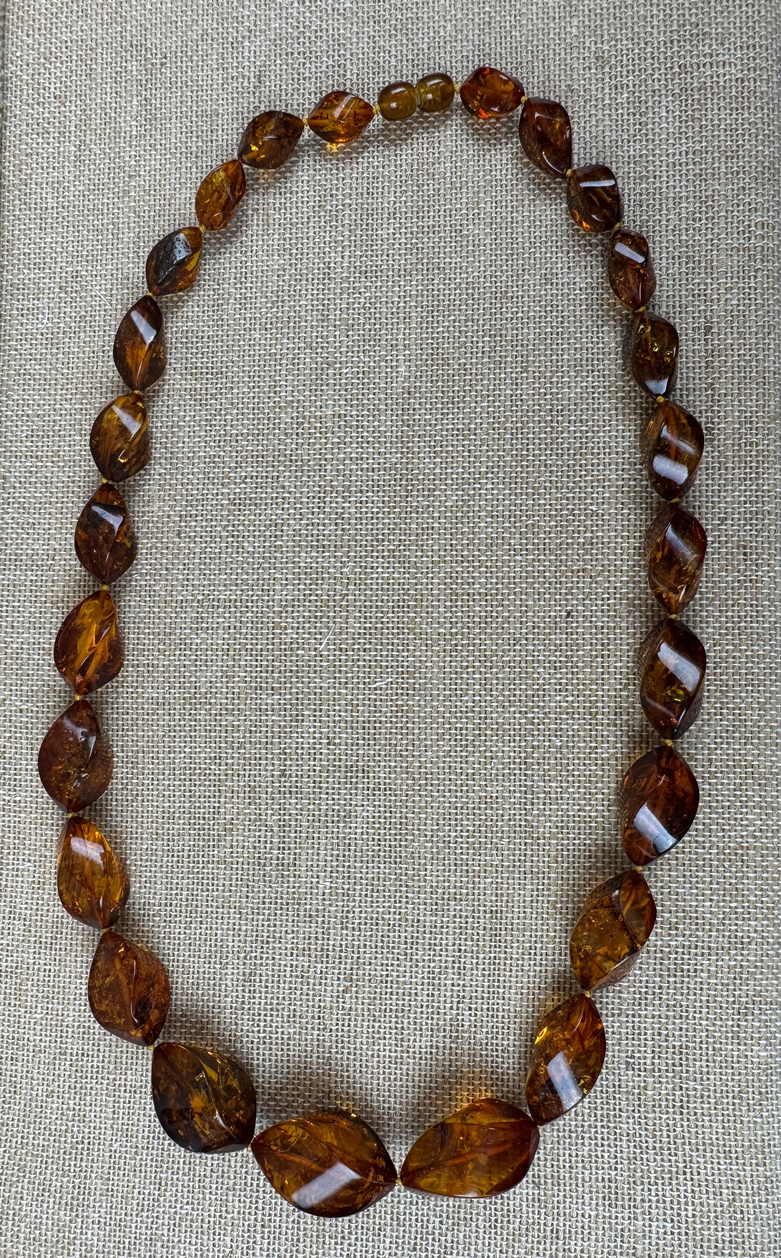 Faceted Melon-Cut Faceted Baltic Amber Bead Necklace – Handmade in Lithuania
