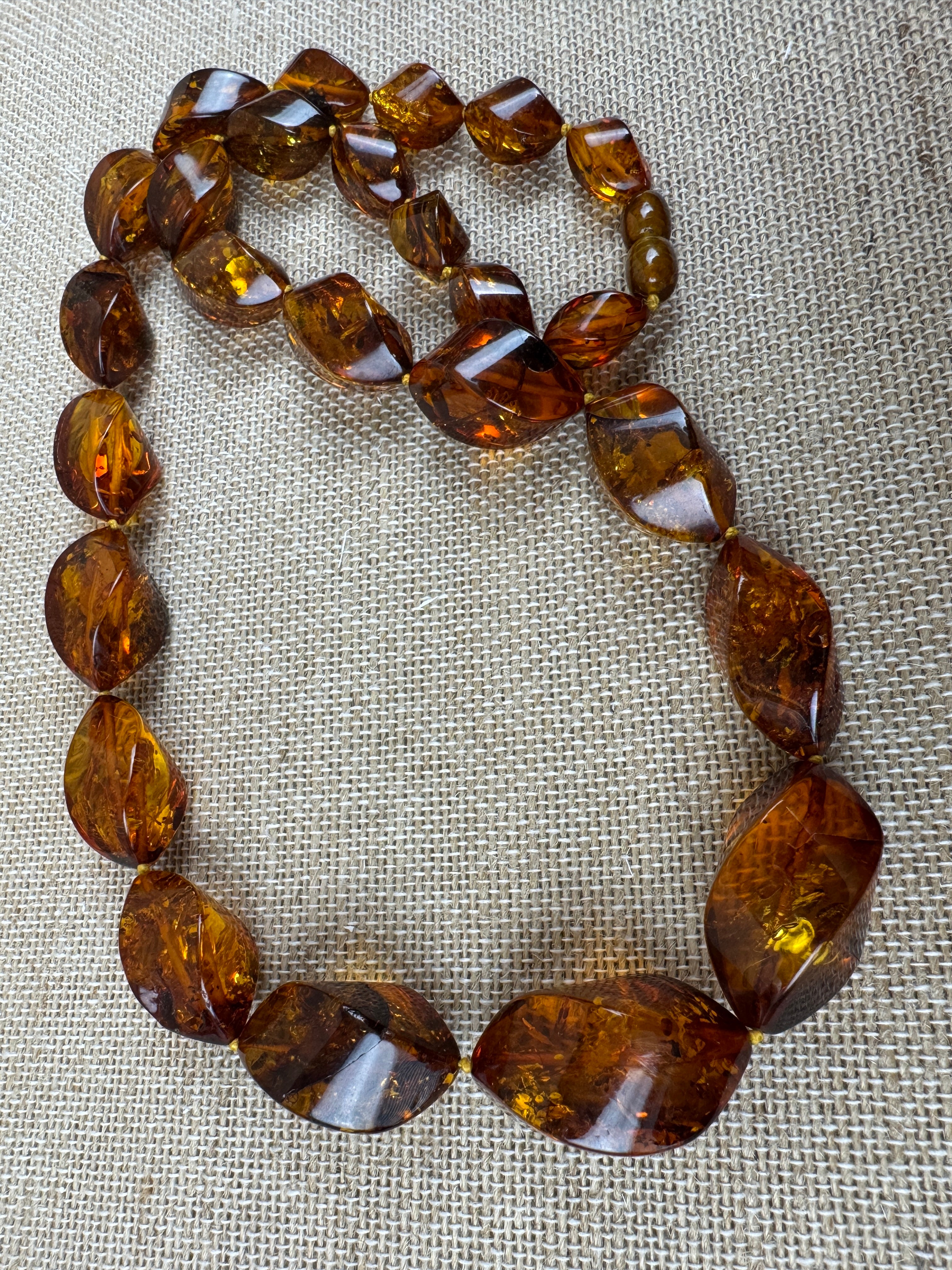 Faceted Melon-Cut Faceted Baltic Amber Bead Necklace – Handmade in Lithuania