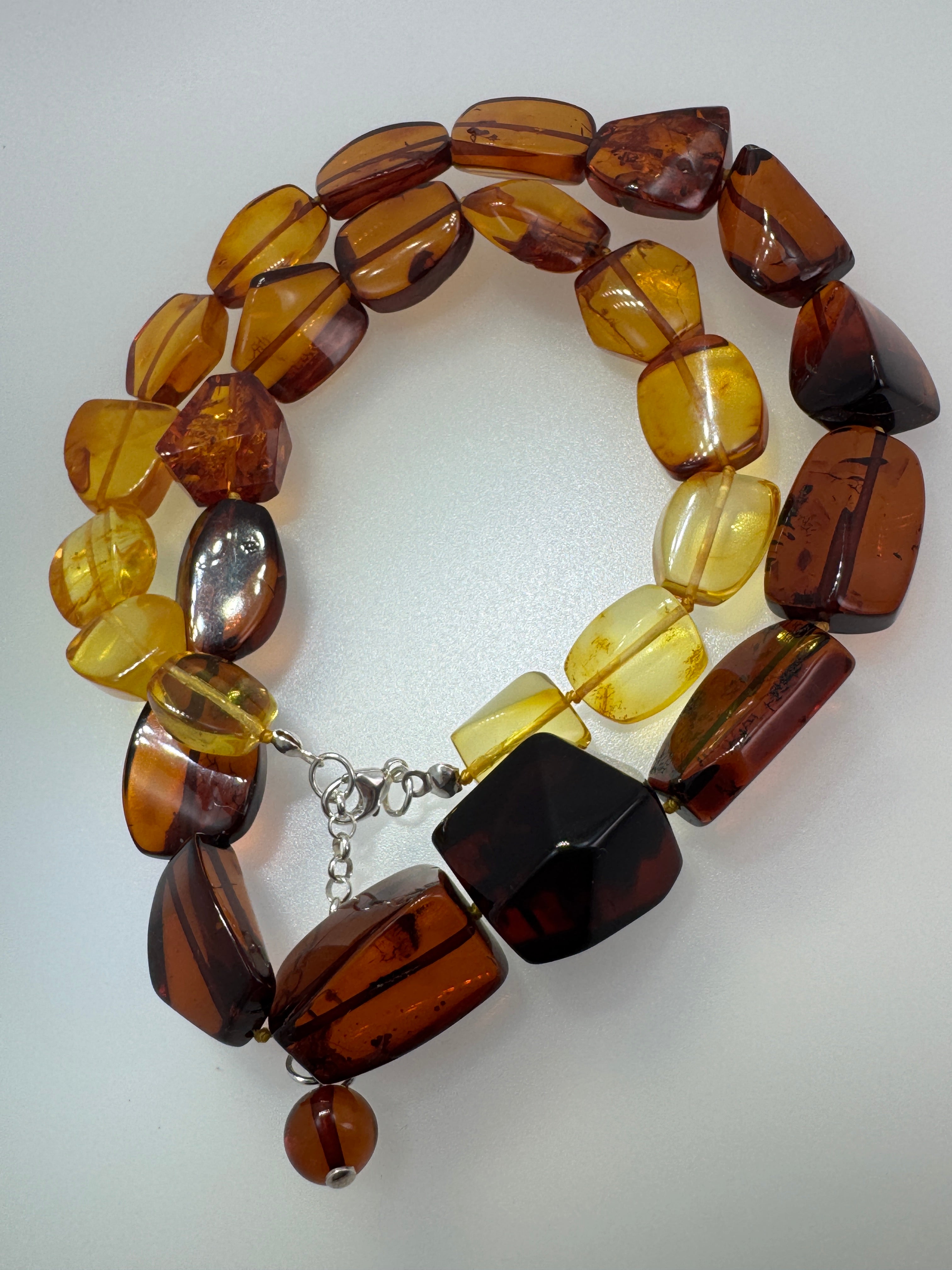 Genuine Baltic Amber Ombré Necklace – Lemon, Cognac & Cherry, Hand Cut in Lithuania