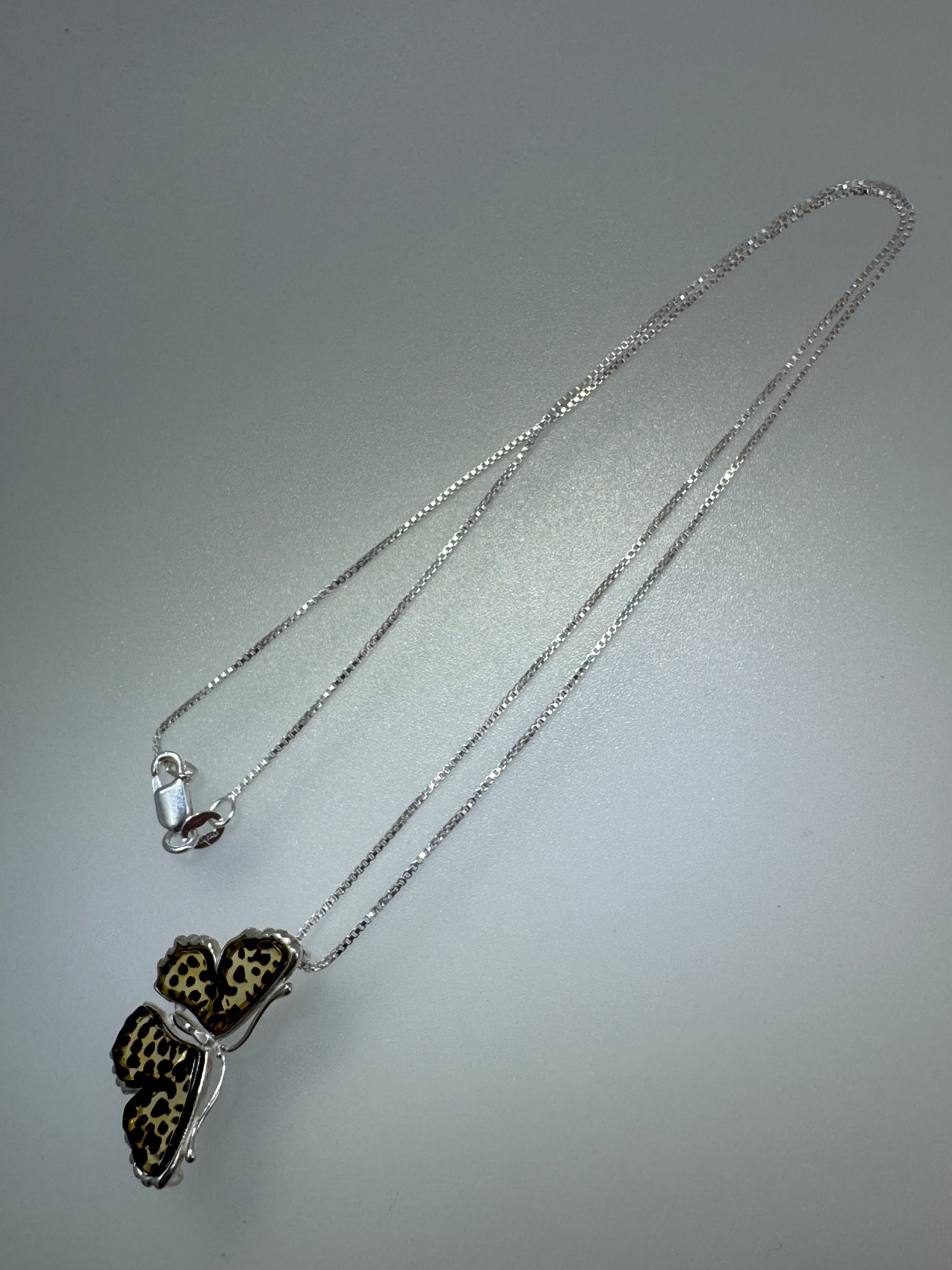 Hand-Etched Baltic Amber Butterfly Pendant on Silver chain – Sterling Silver Elegance