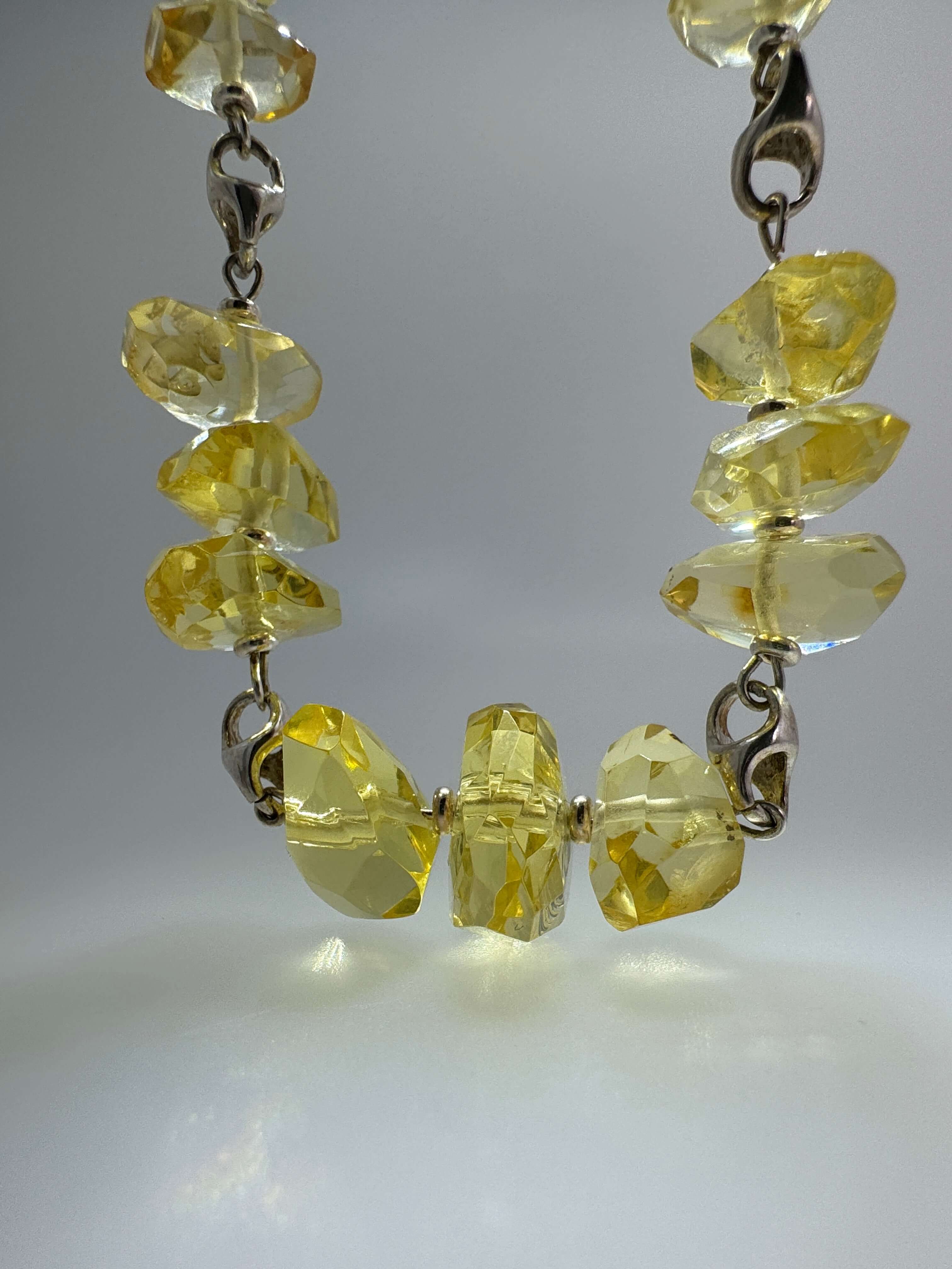 Lemon Amber Bead Necklace with Black Onyx – Handcrafted 24” Design from Lithuania