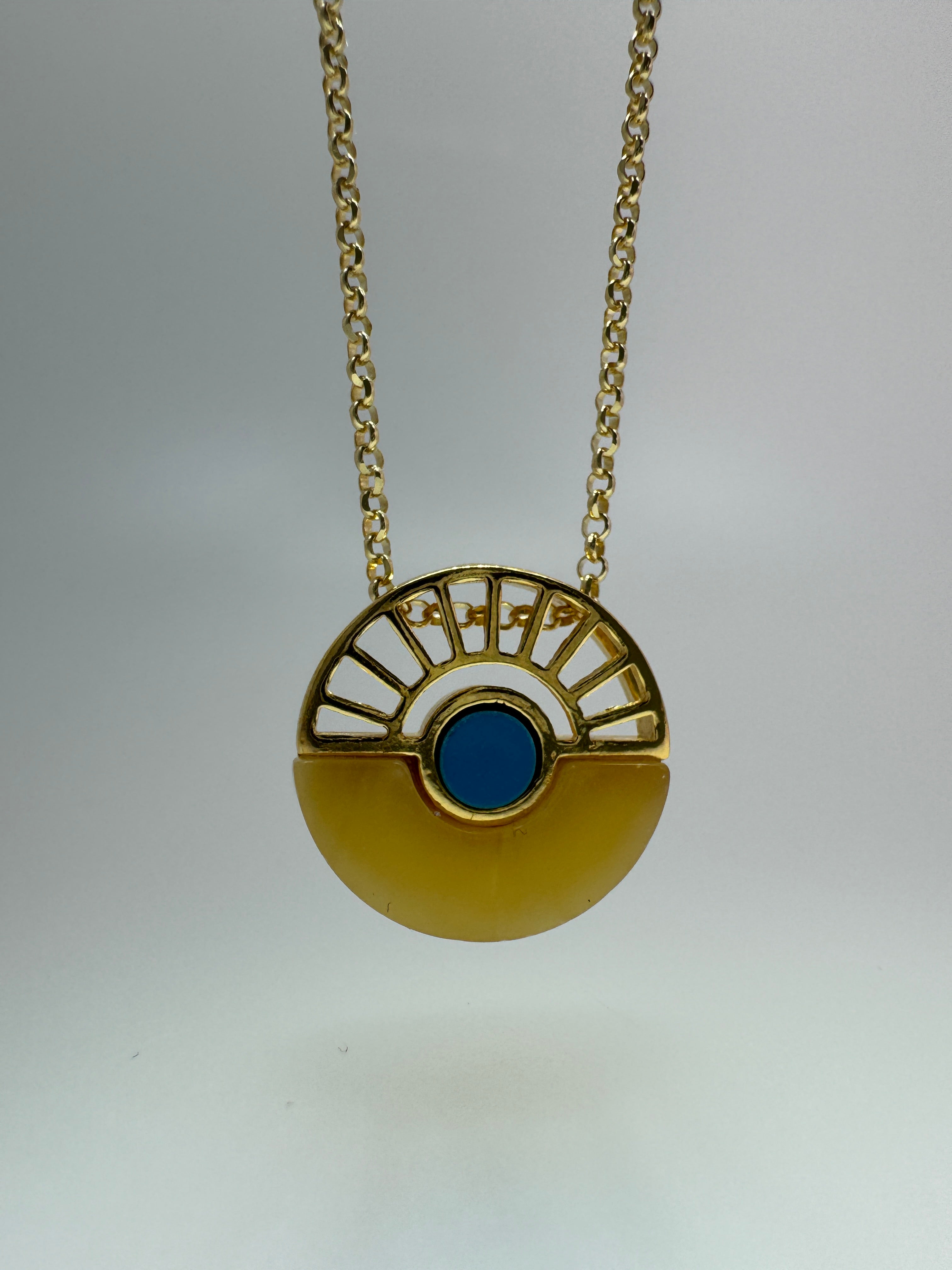 Canyon Sky Glow - Butterscotch amber and gold platted sterling silver necklace