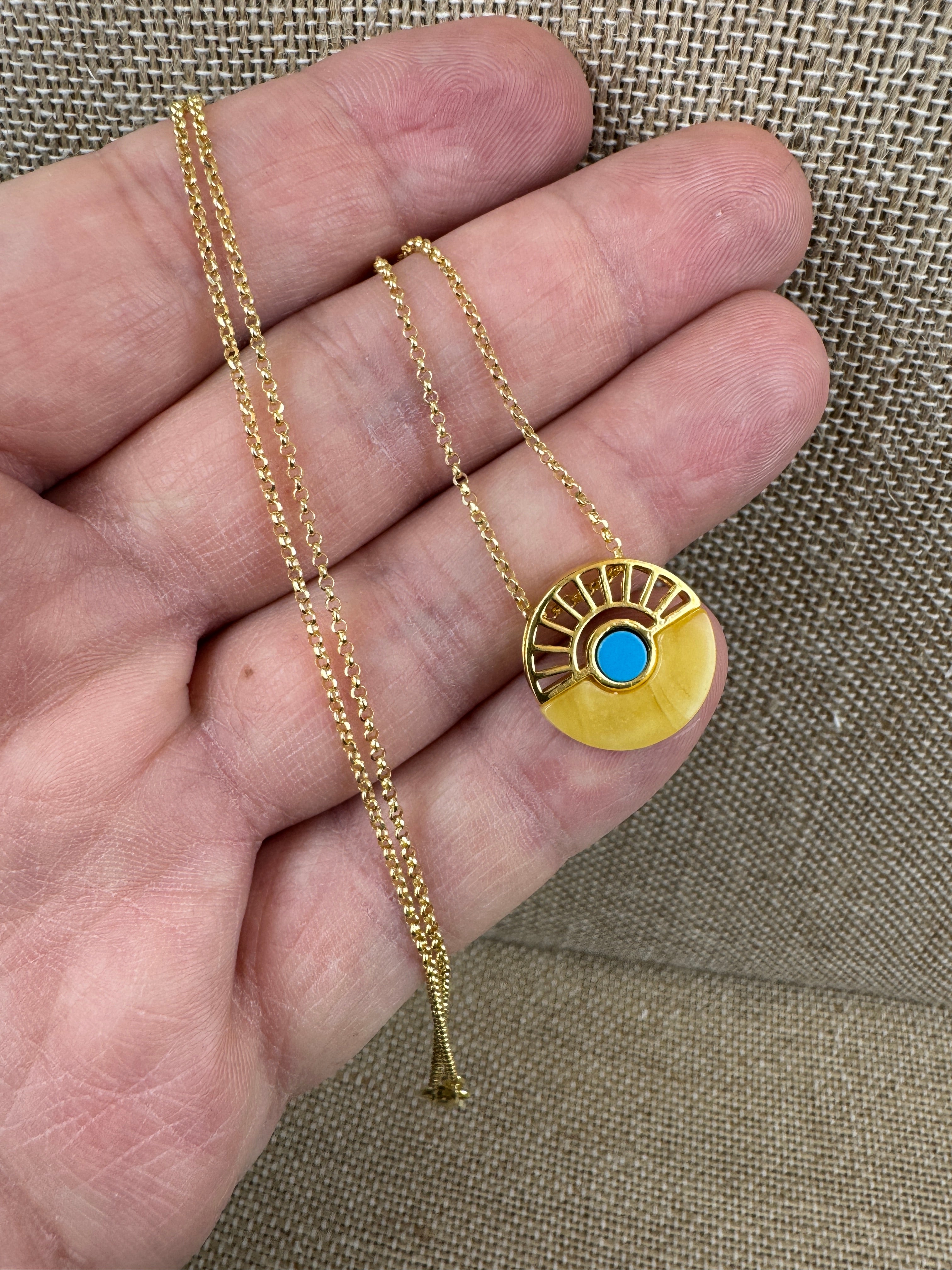 Canyon Sky Glow - Butterscotch amber and gold platted sterling silver necklace