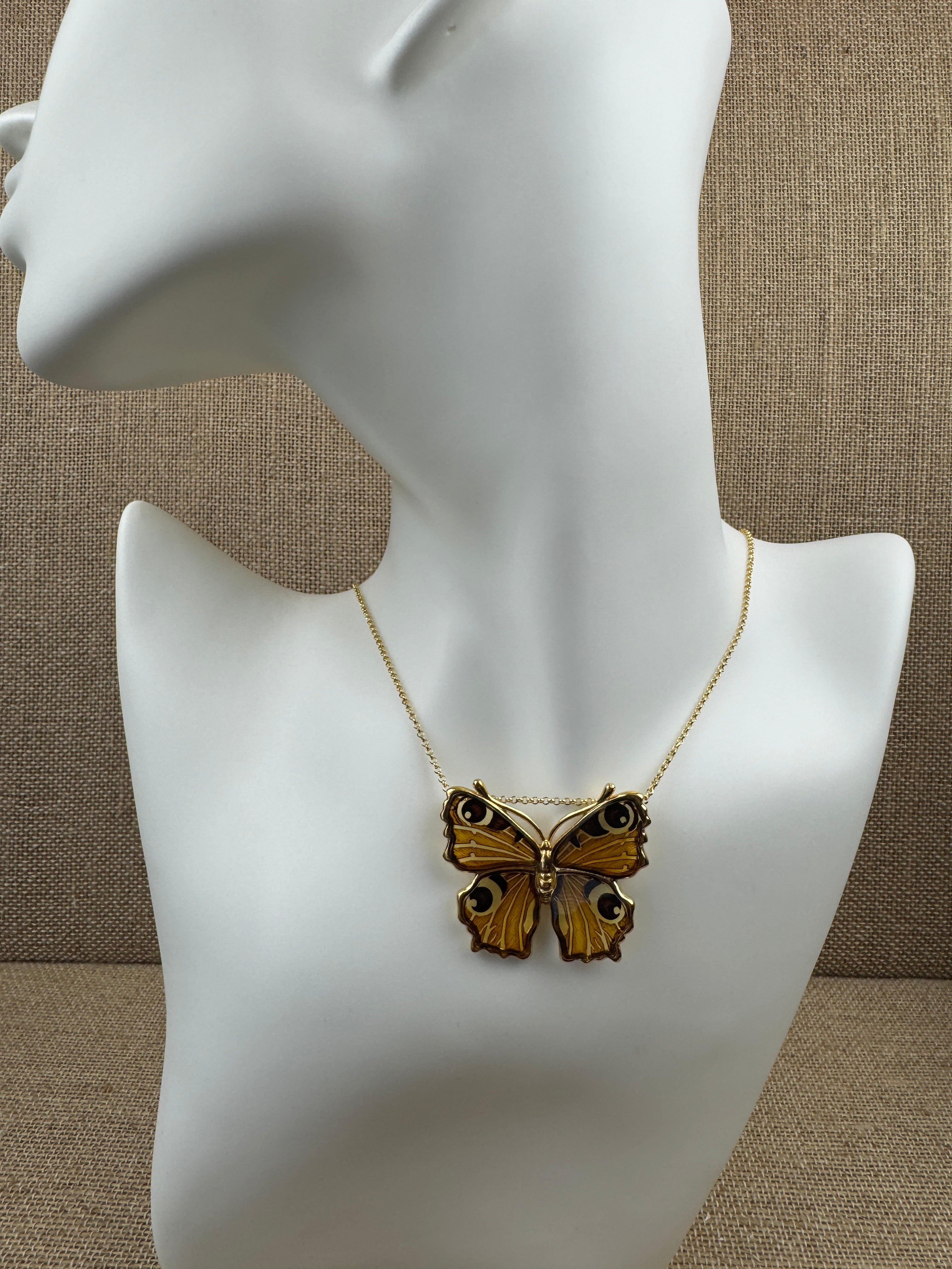 Stunning gold-plated sterling silver Baltic Amber butterfly pendant on gold platted silver chain