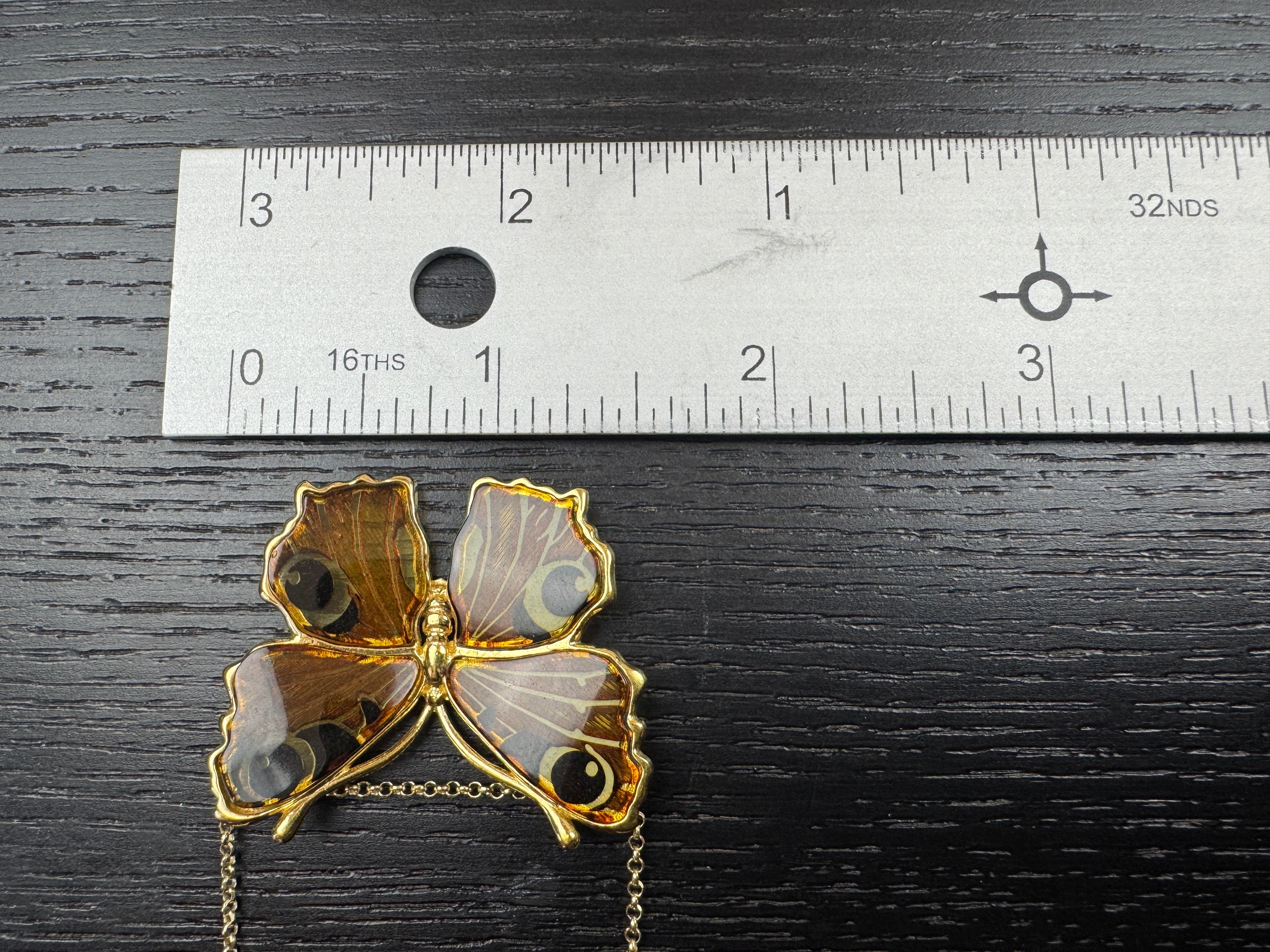 Stunning gold-plated sterling silver Baltic Amber butterfly pendant on gold platted silver chain