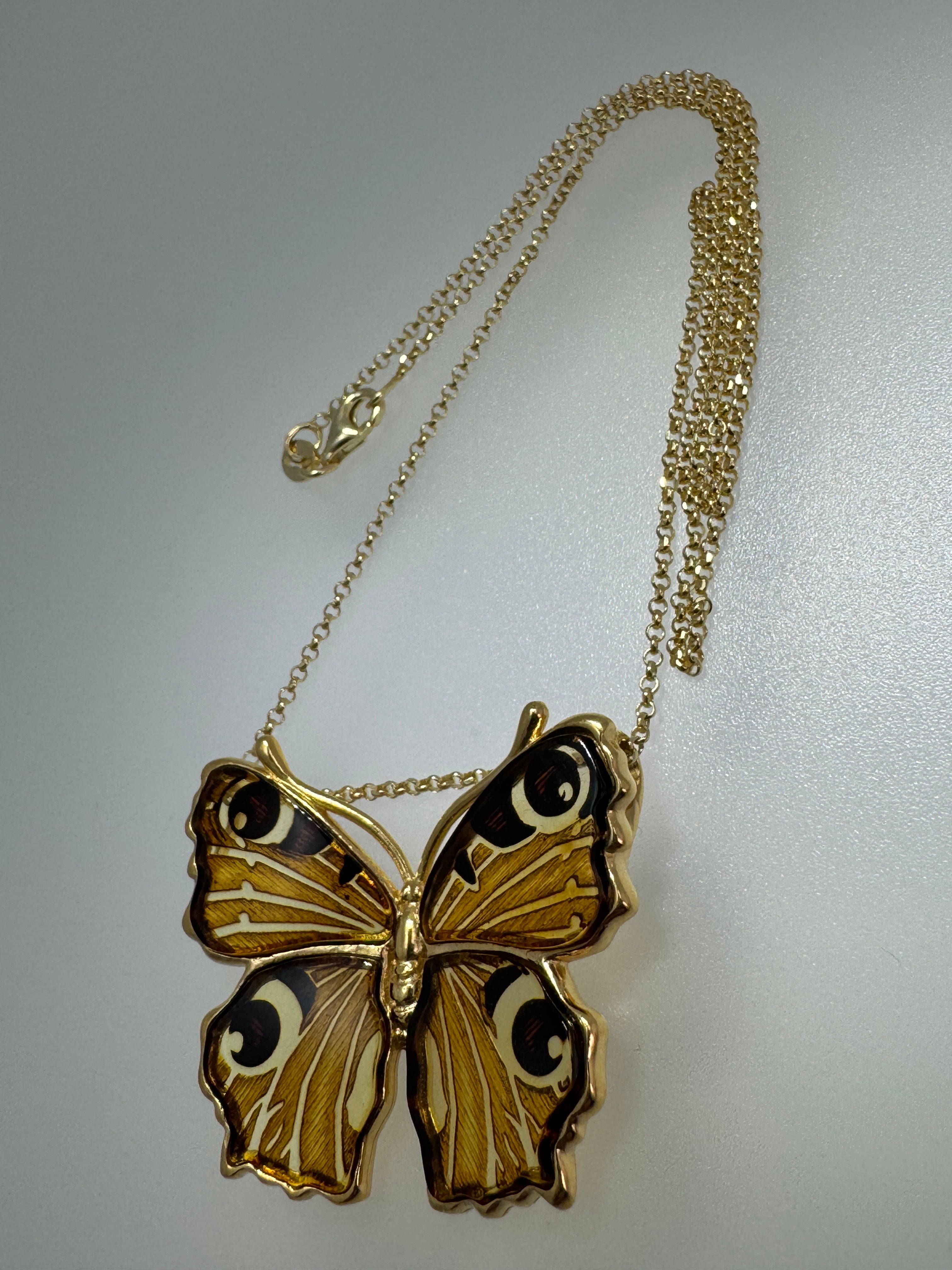 Stunning gold-plated sterling silver Baltic Amber butterfly pendant on gold platted silver chain