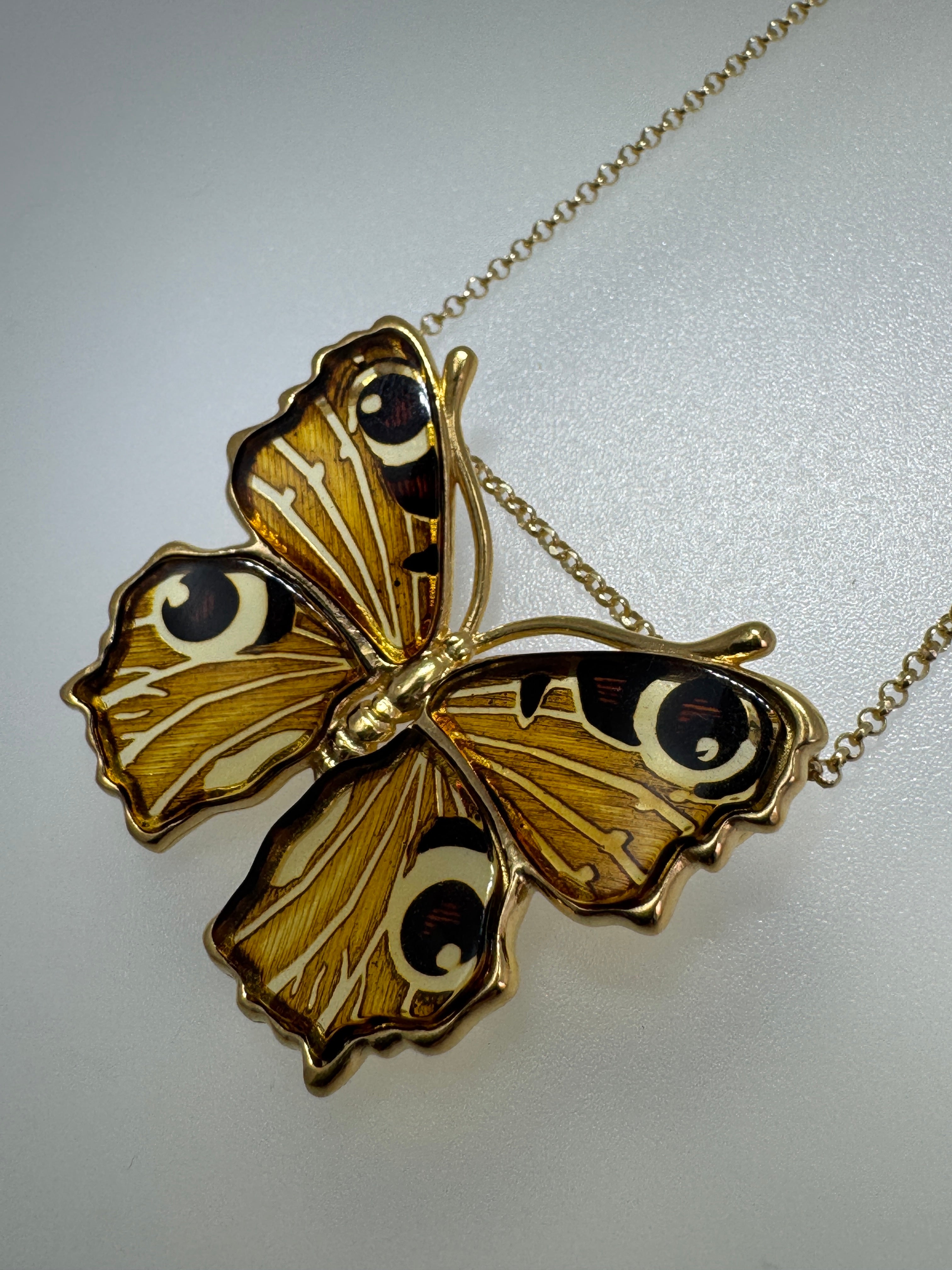 Stunning gold-plated sterling silver Baltic Amber butterfly pendant on gold platted silver chain