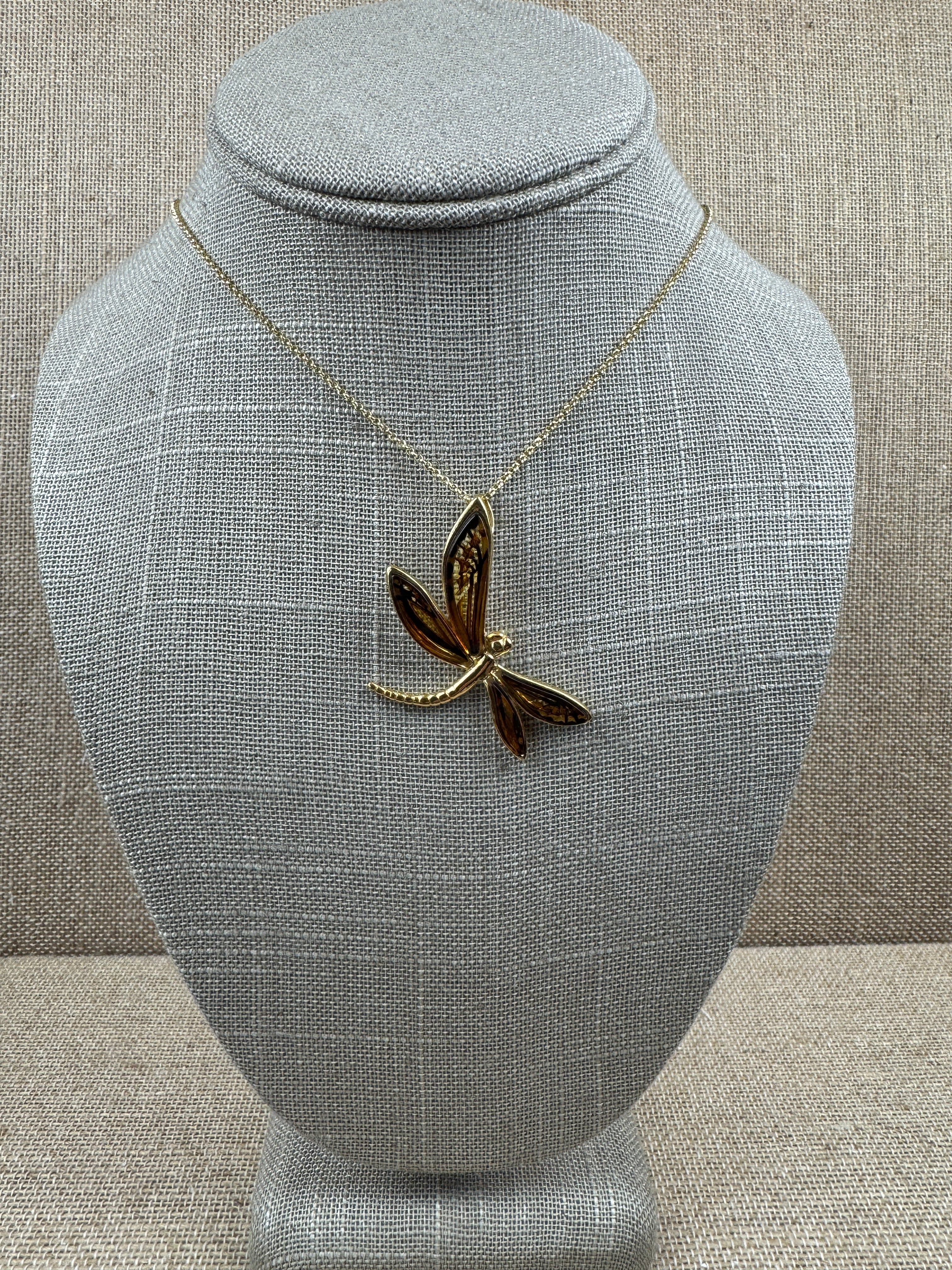 A Dragonfly of Light and Legacy - Gold Platted Sterling Silver Dragonfly Necklace