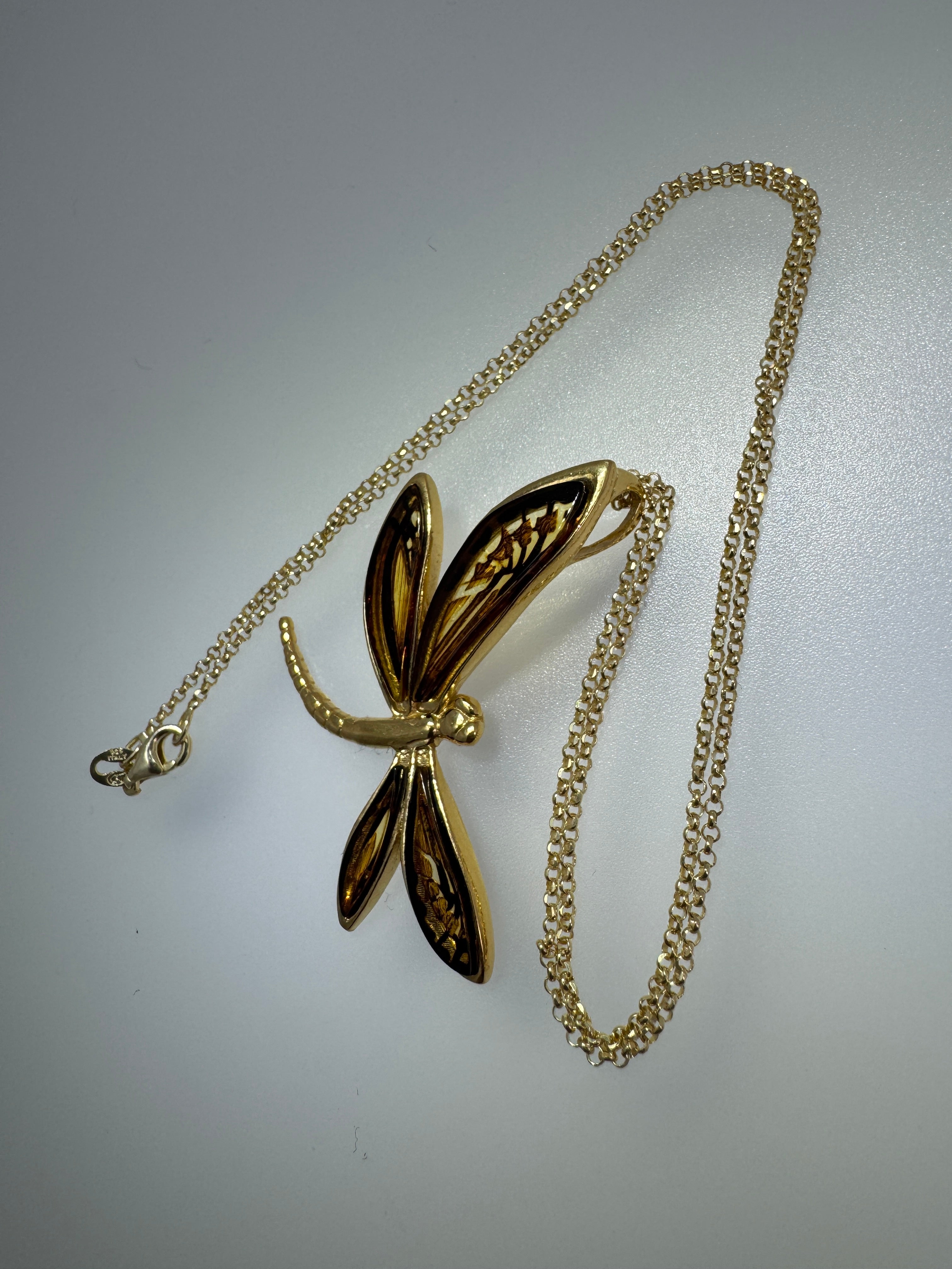 A Dragonfly of Light and Legacy - Gold Platted Sterling Silver Dragonfly Necklace