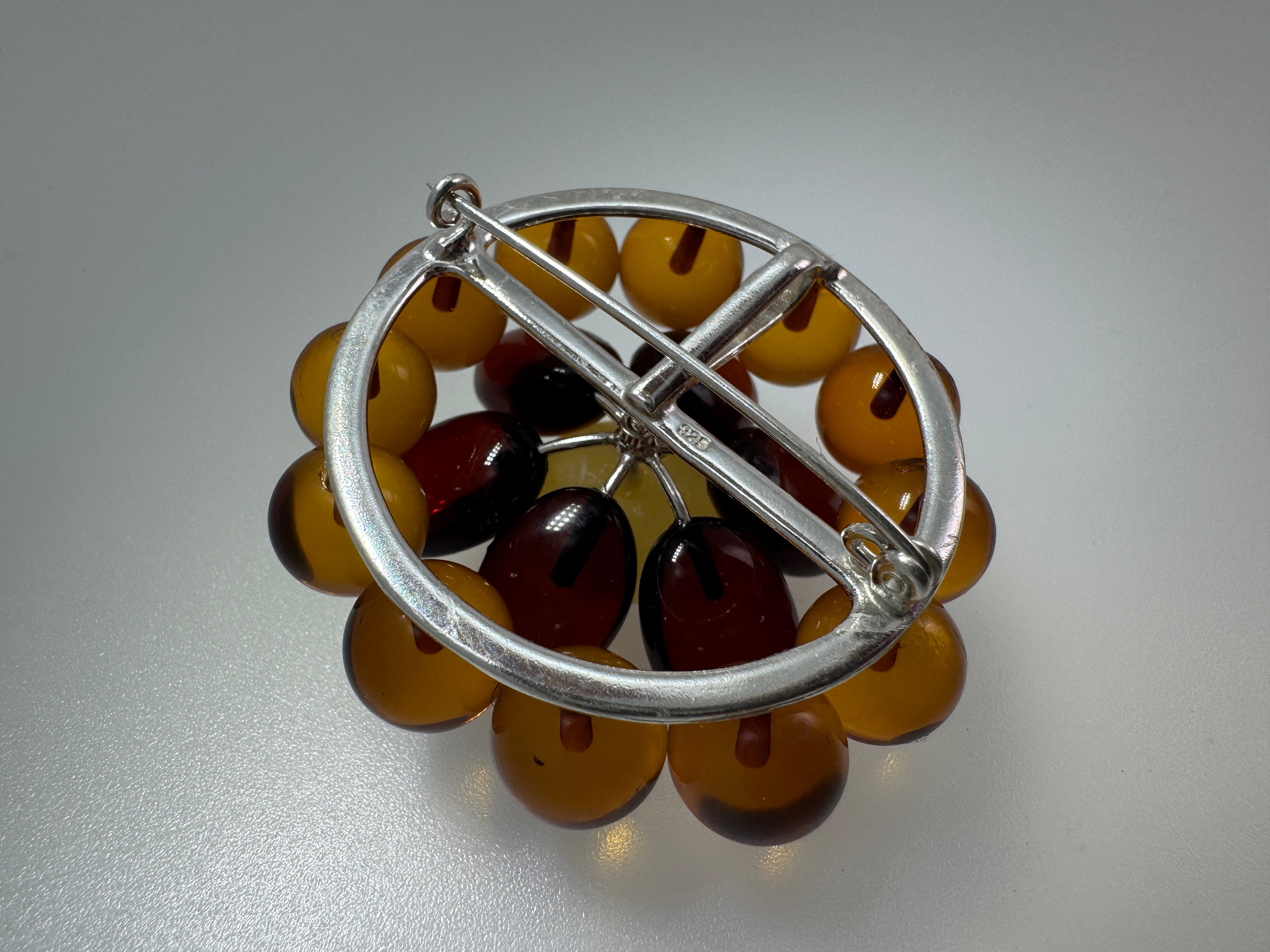 One-of-a-Kind Baltic Amber Beaded Pendant & Brooch – Multi-Tone Beauty - Shipped on Silver Chain