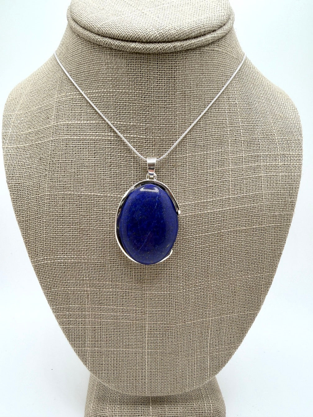 Blue Lapis Lazuli Pendant Necklace in Sterling Silver