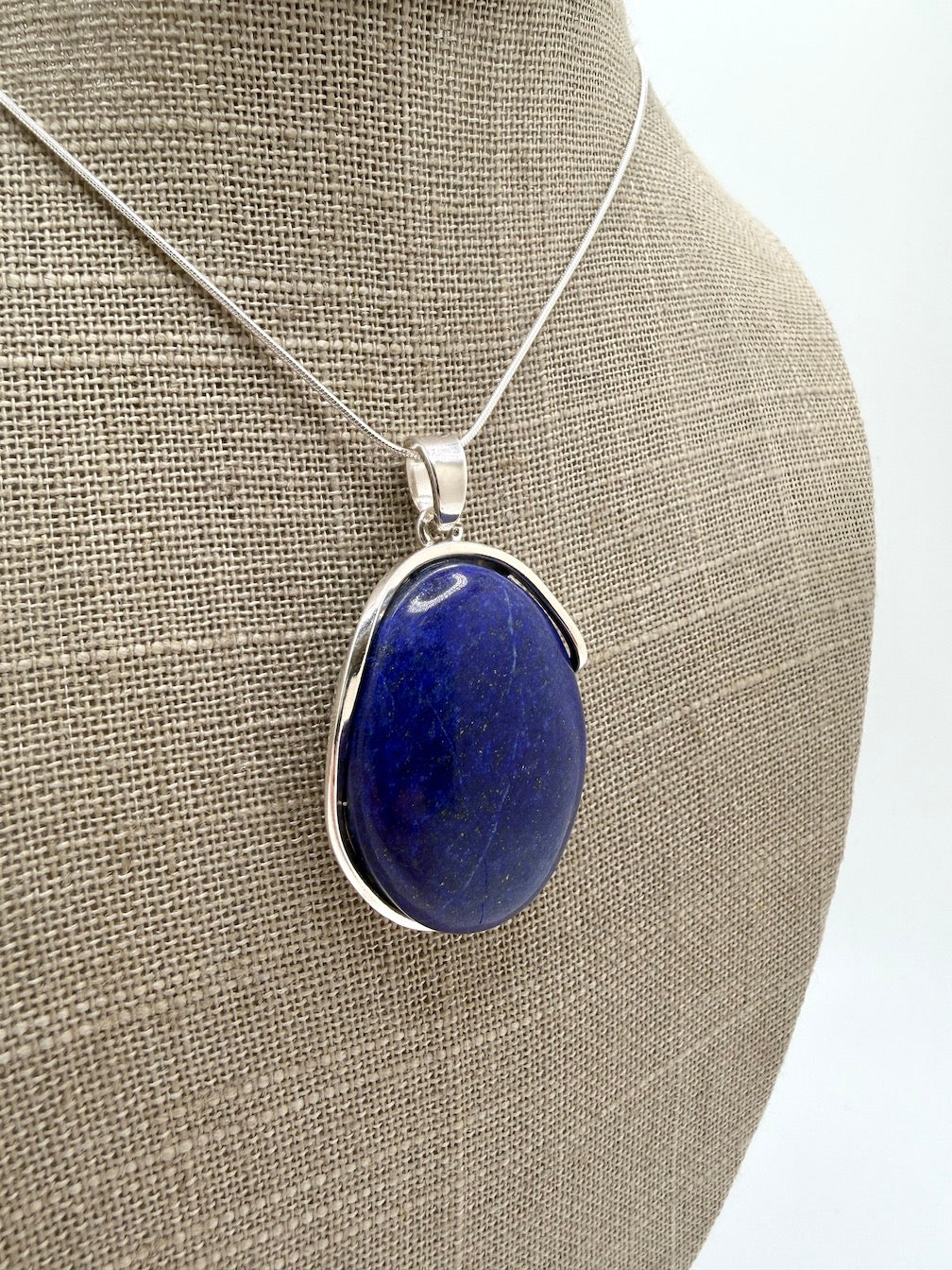 Blue Lapis Lazuli Pendant Necklace in Sterling Silver