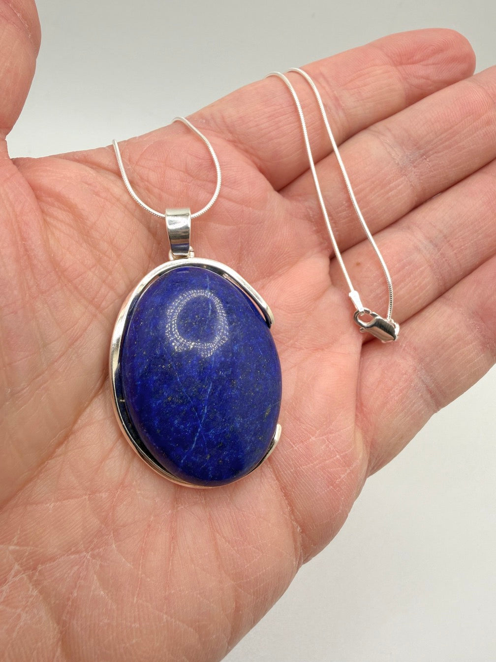 Blue Lapis Lazuli Pendant Necklace in Sterling Silver
