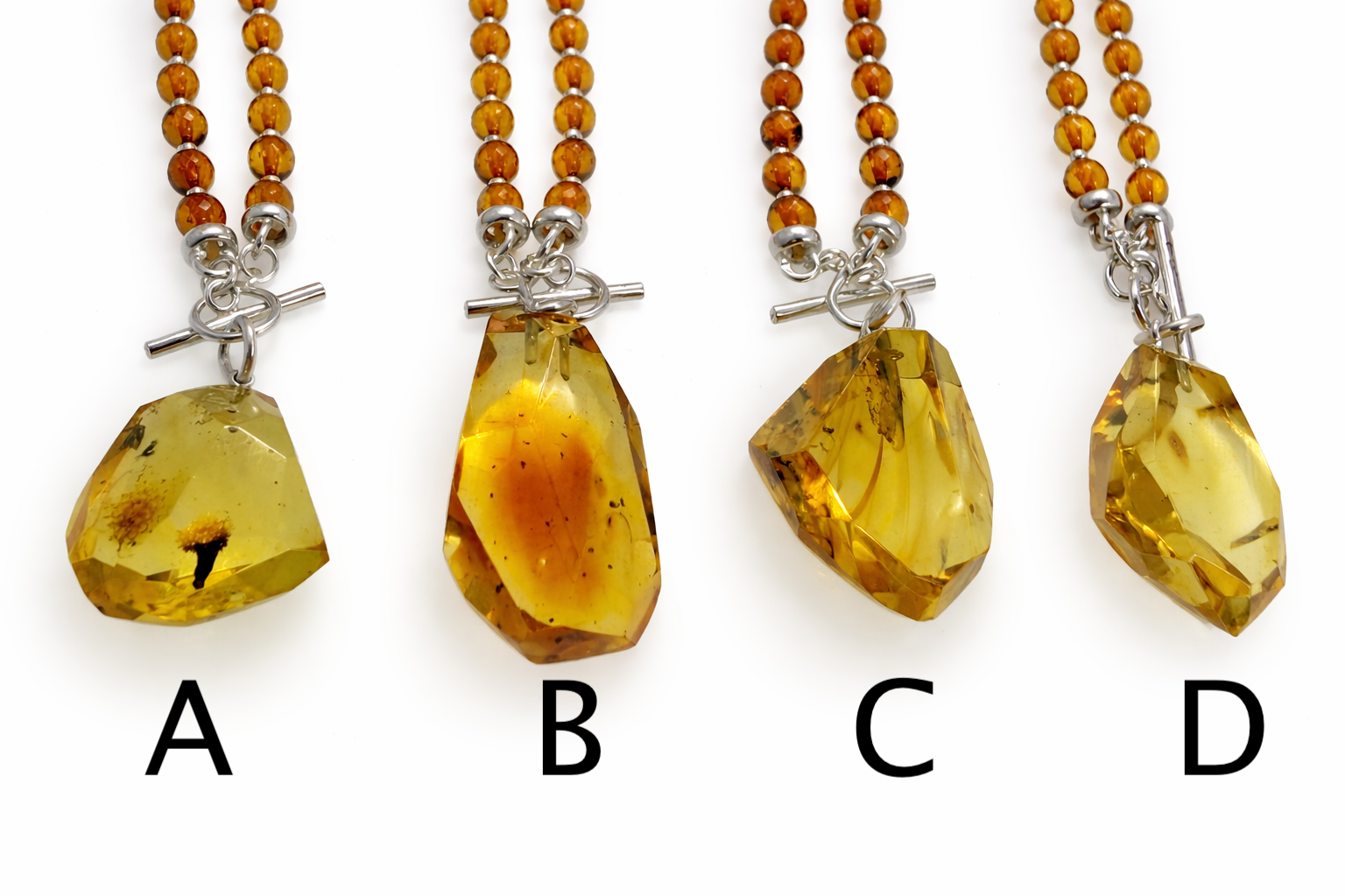 Lemon Baltic Amber Pendant Necklace, Faceted Amber Pendant, Honey Amber Bead Necklace, Sterling Silver Toggle, Insect Inclusion Amber, One of a Kind