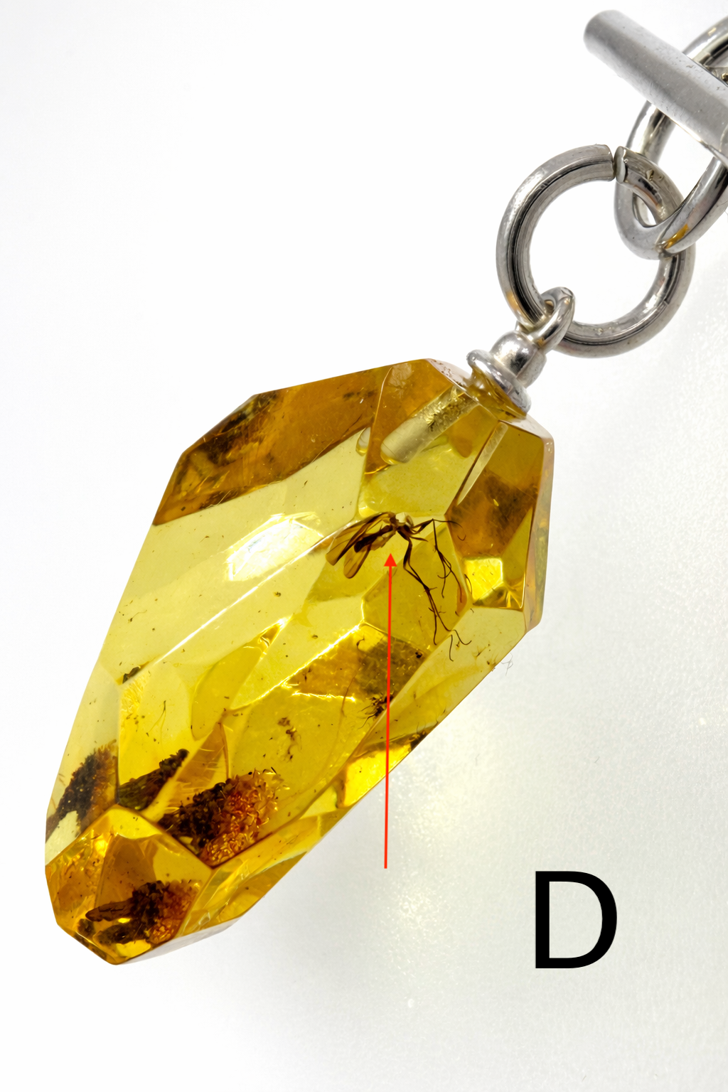 Lemon Baltic Amber Pendant Necklace, Faceted Amber Pendant, Honey Amber Bead Necklace, Sterling Silver Toggle, Insect Inclusion Amber, One of a Kind
