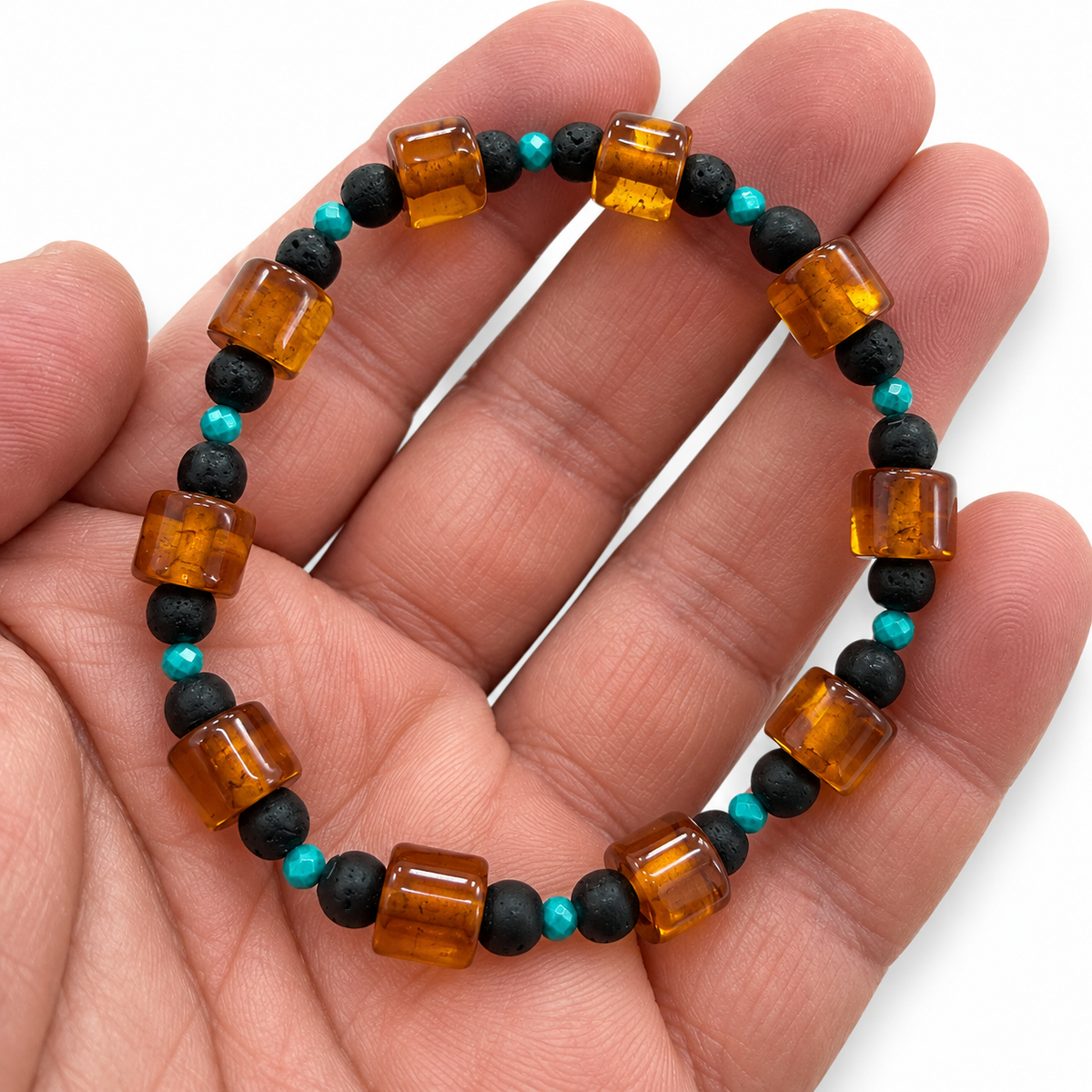 Men’s Baltic Amber Turquoise Bracelet