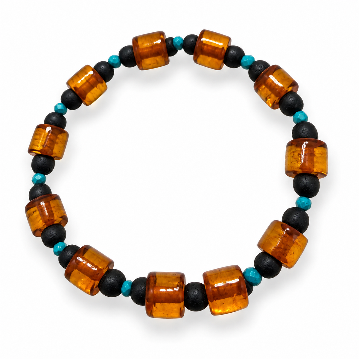 Men’s Baltic Amber Turquoise Bracelet