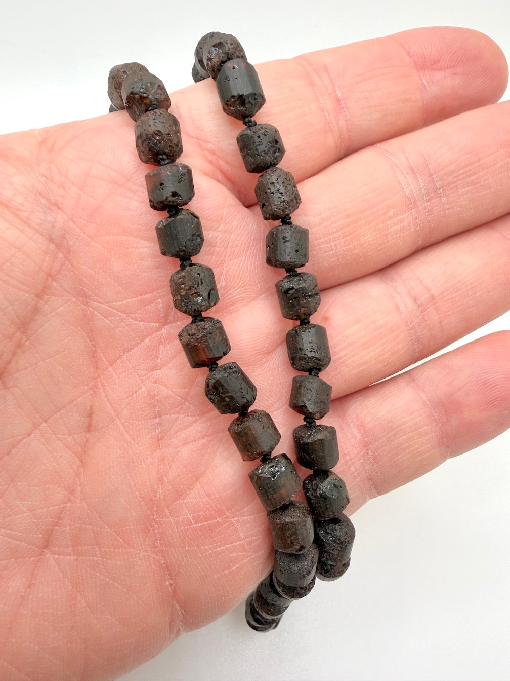 Men’s Natural Baltic Amber Necklace – 21” Unpolished Amber Rondelle Beads with Screw Clasp