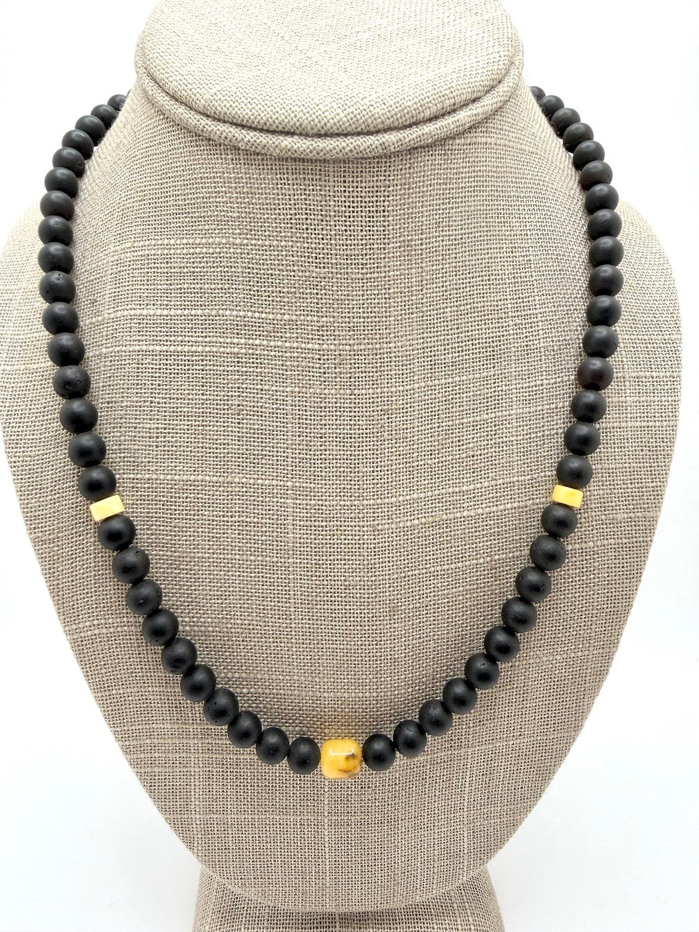 Men’s Natural Baltic Amber Necklace – 21” Unpolished Amber Round Beads with Screw Clasp