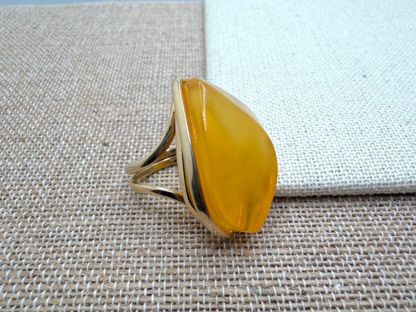 Modern Elegant Butterscotch Baltic Amber Ring in Sterling Silver