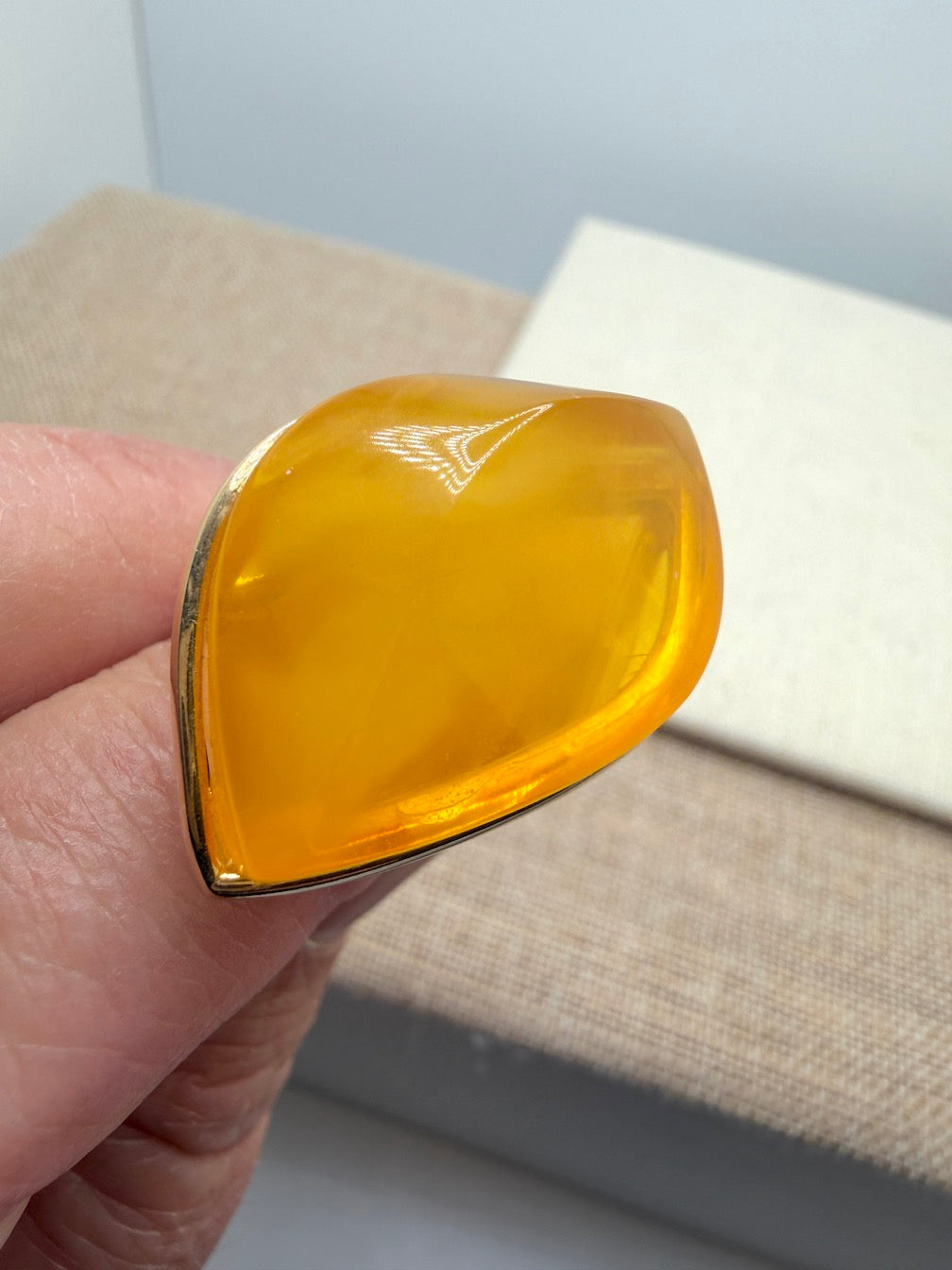 Modern Elegant Butterscotch Baltic Amber Ring in Sterling Silver