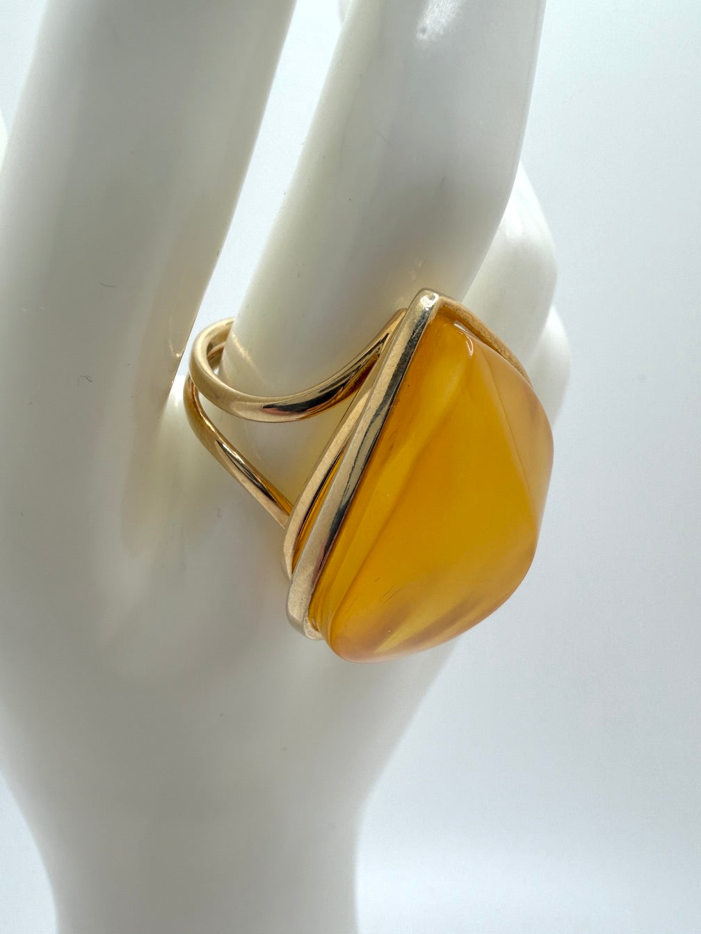 Modern Elegant Butterscotch Baltic Amber Ring in Sterling Silver