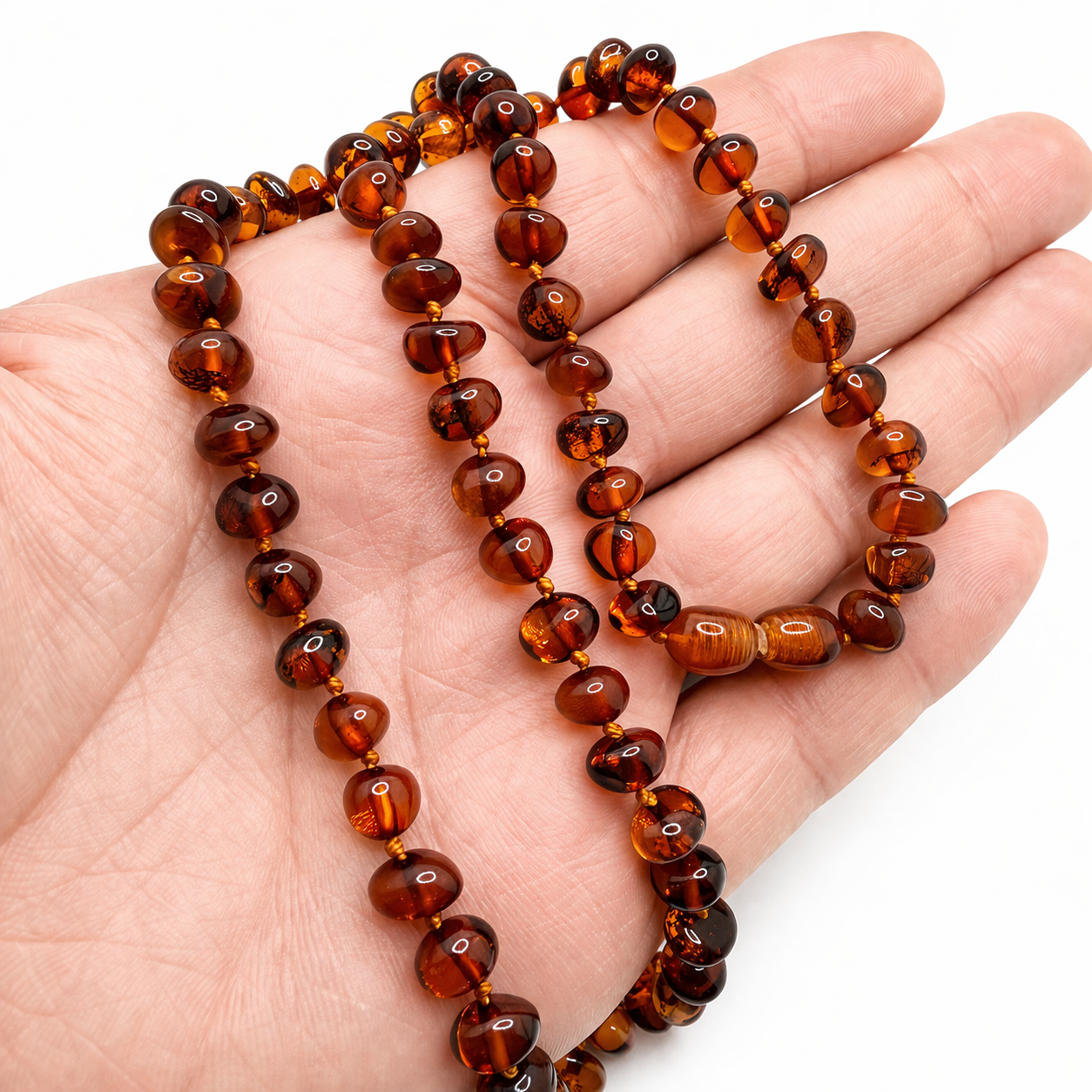 Genuine Baltic Amber Mother & Baby Matching Necklace Set – Honey Amber Beaded Necklace – Knotted Amber – Teething Necklace
