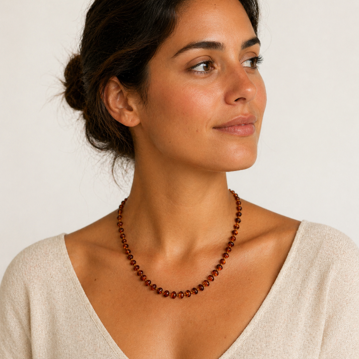 Genuine Baltic Amber Mother & Baby Matching Necklace Set – Honey Amber Beaded Necklace – Knotted Amber – Teething Necklace